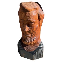 Abraham Lincoln Head  Folk Sculpture 