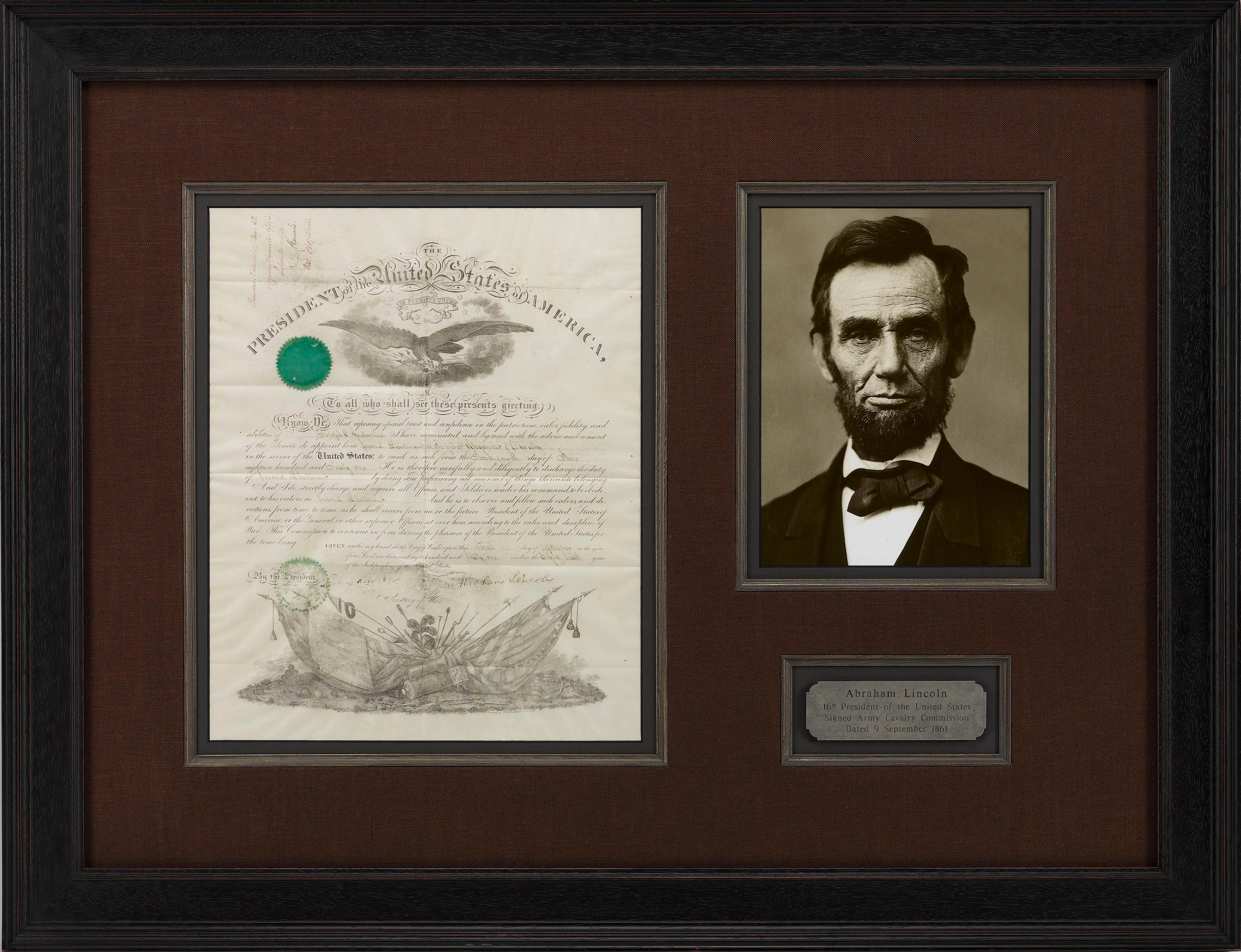 Paper Abraham Lincoln Signed Military Commission, Dated September 9 1861 For Sale