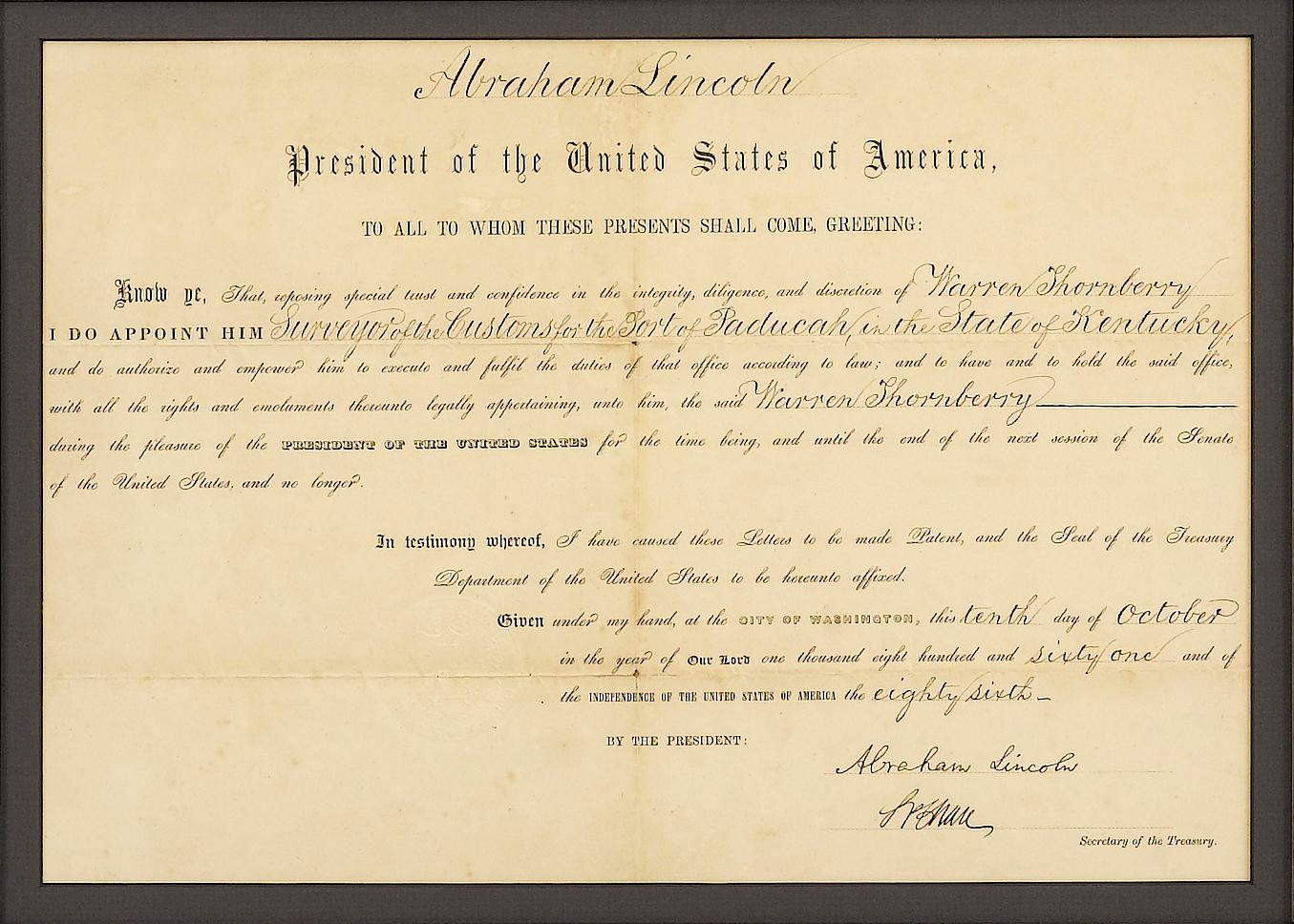 president lincoln patent