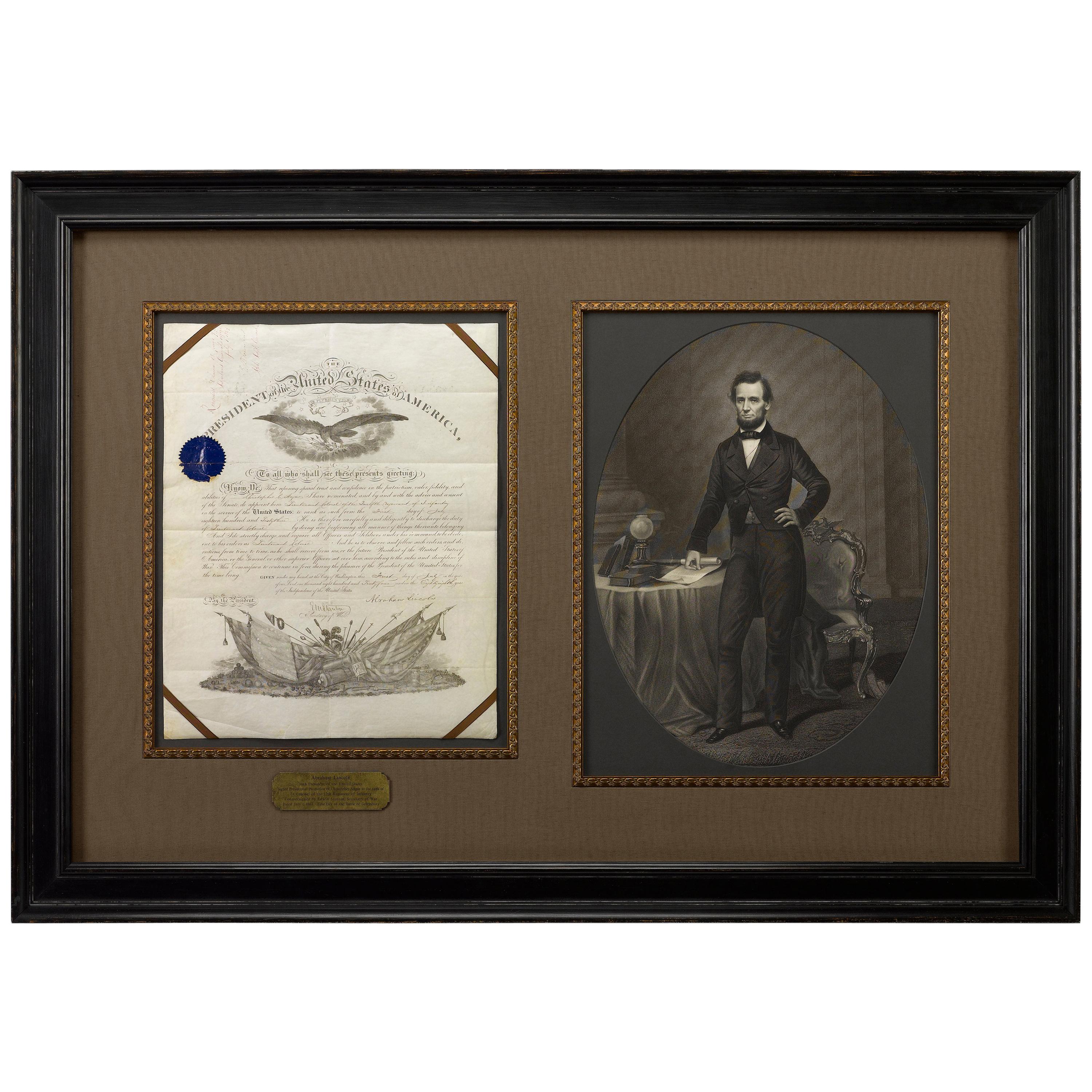Abraham Lincoln Signed Presidential Civil War Military Appointment, circa 1864