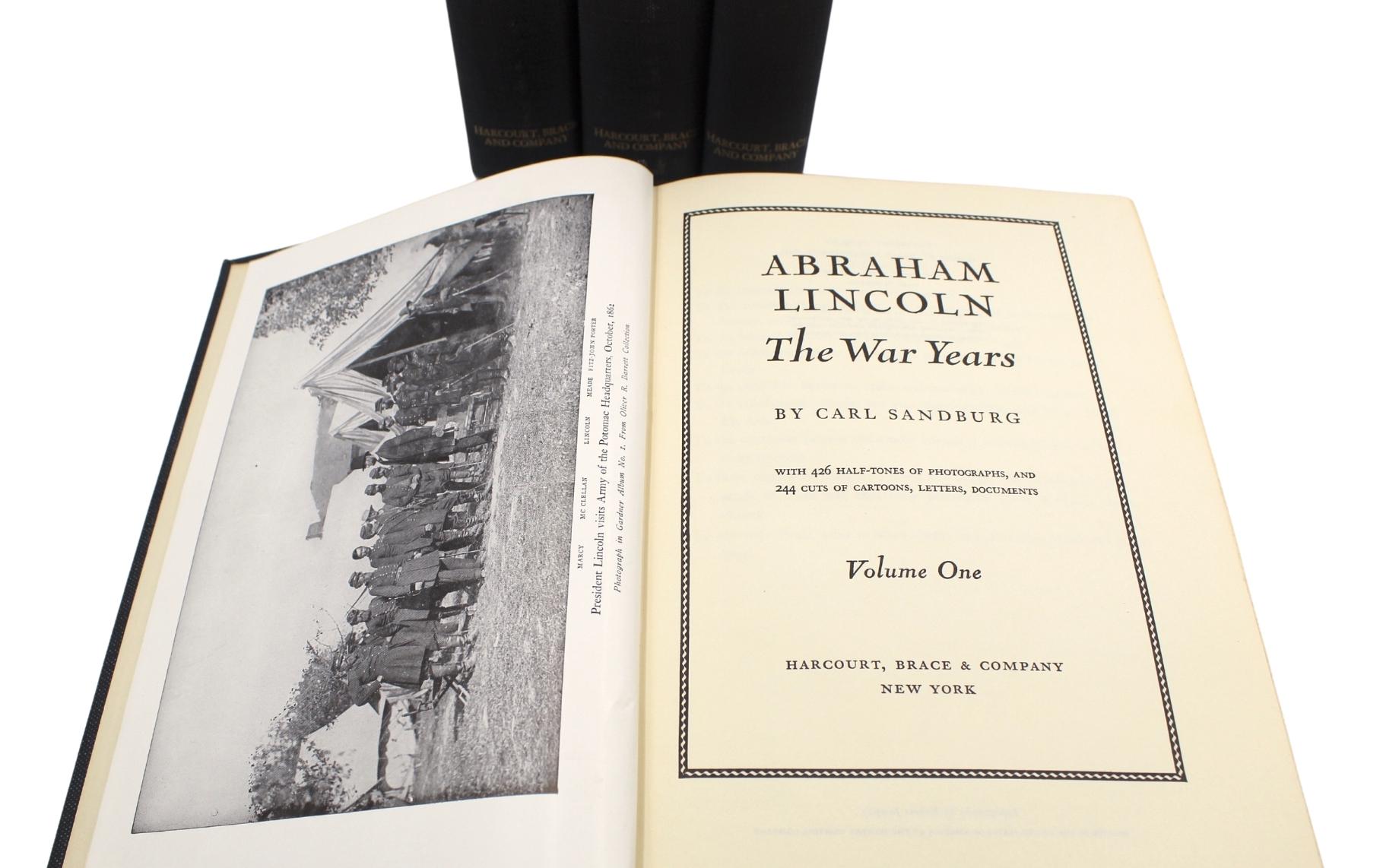 American Abraham Lincoln: The War Years by Carl Sandburg, Four Vol Set, First Trade Ed.