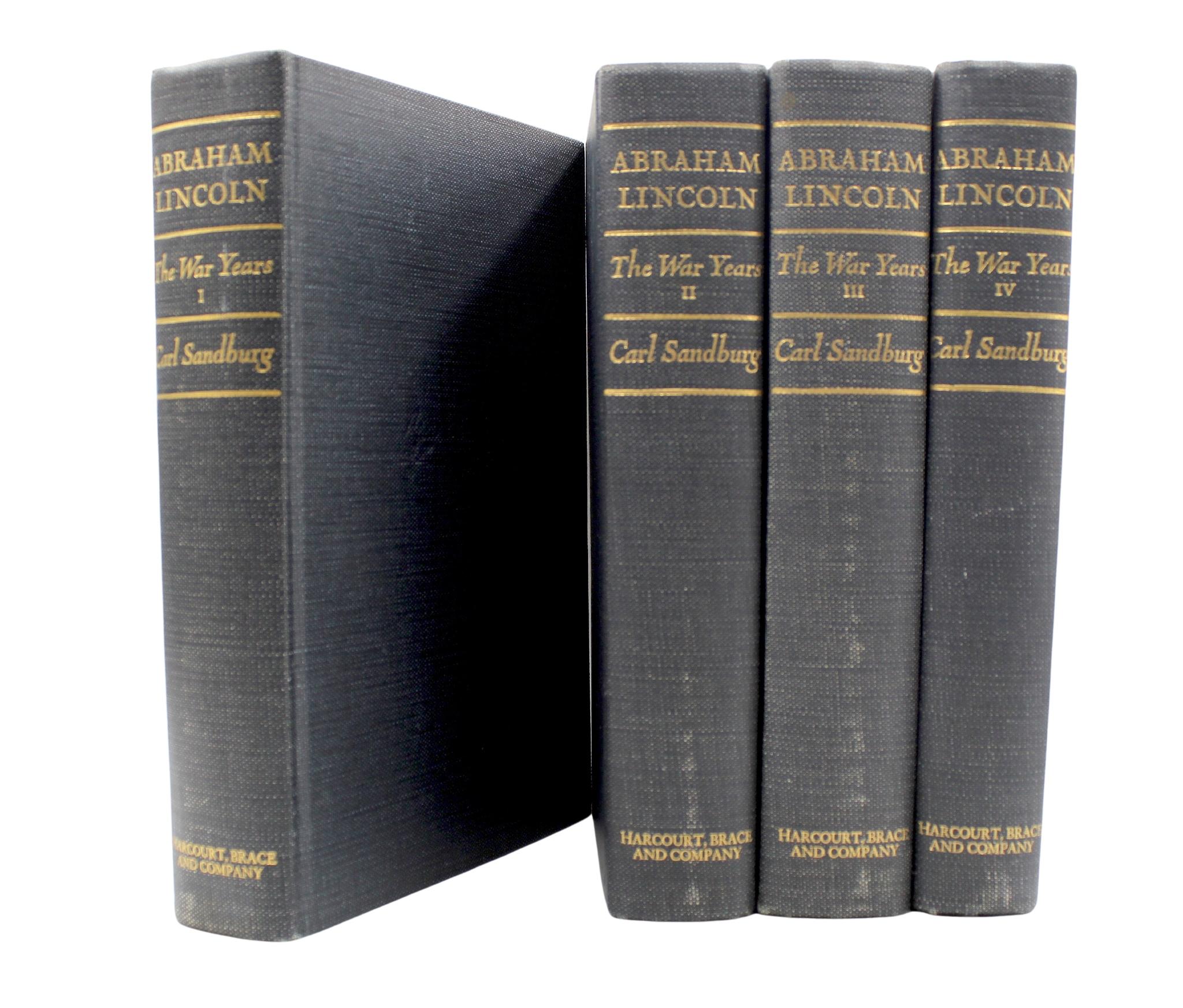Abraham Lincoln: The War Years by Carl Sandburg, Four Vol Set, First Trade Ed. 3