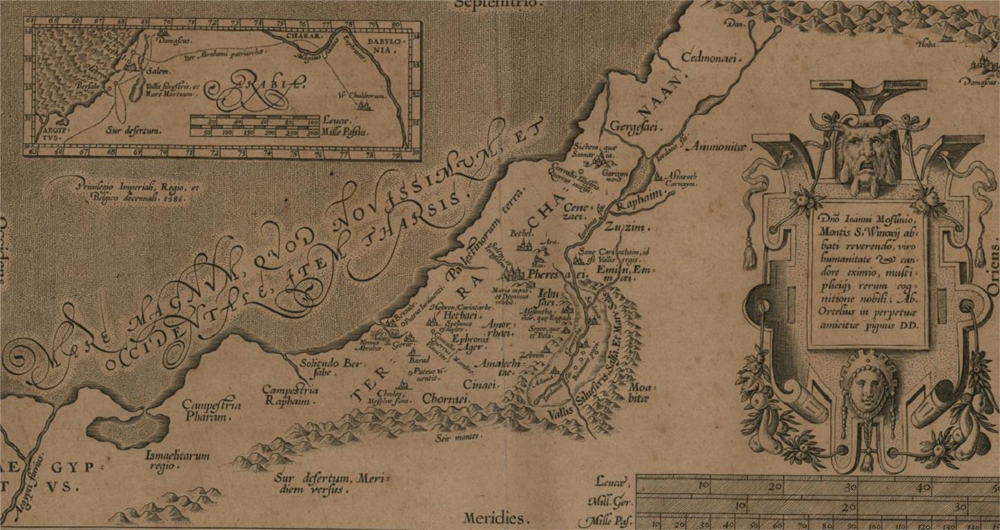 Abraham Ortelius (1527-1598) - 17th Century Engraving, Map of the Holy Land 1