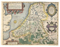 Belgii Veteris Map - Original Etching by Abraham Ortelius - 1584
