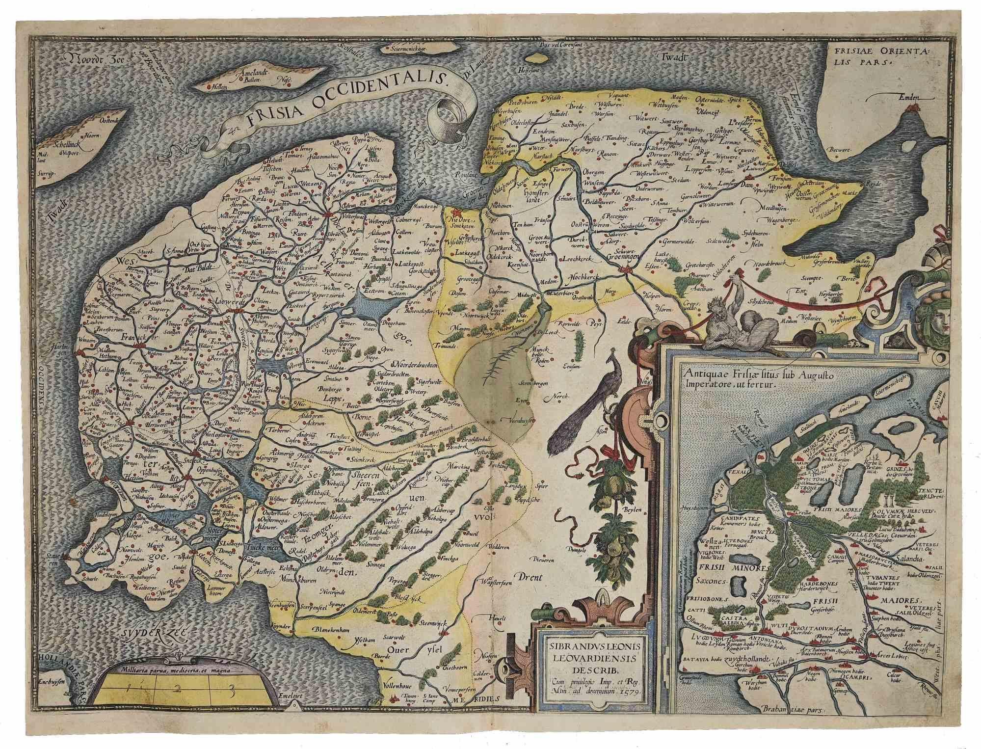 Frisiae Occidentalis Map - Original Etching by Abraham Ortelius - 1584