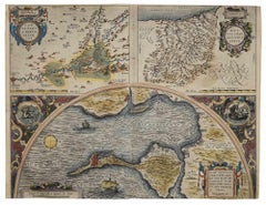 Gades Map (Map of Cadiz) - Original Etching by Abraham Ortelius - 1584