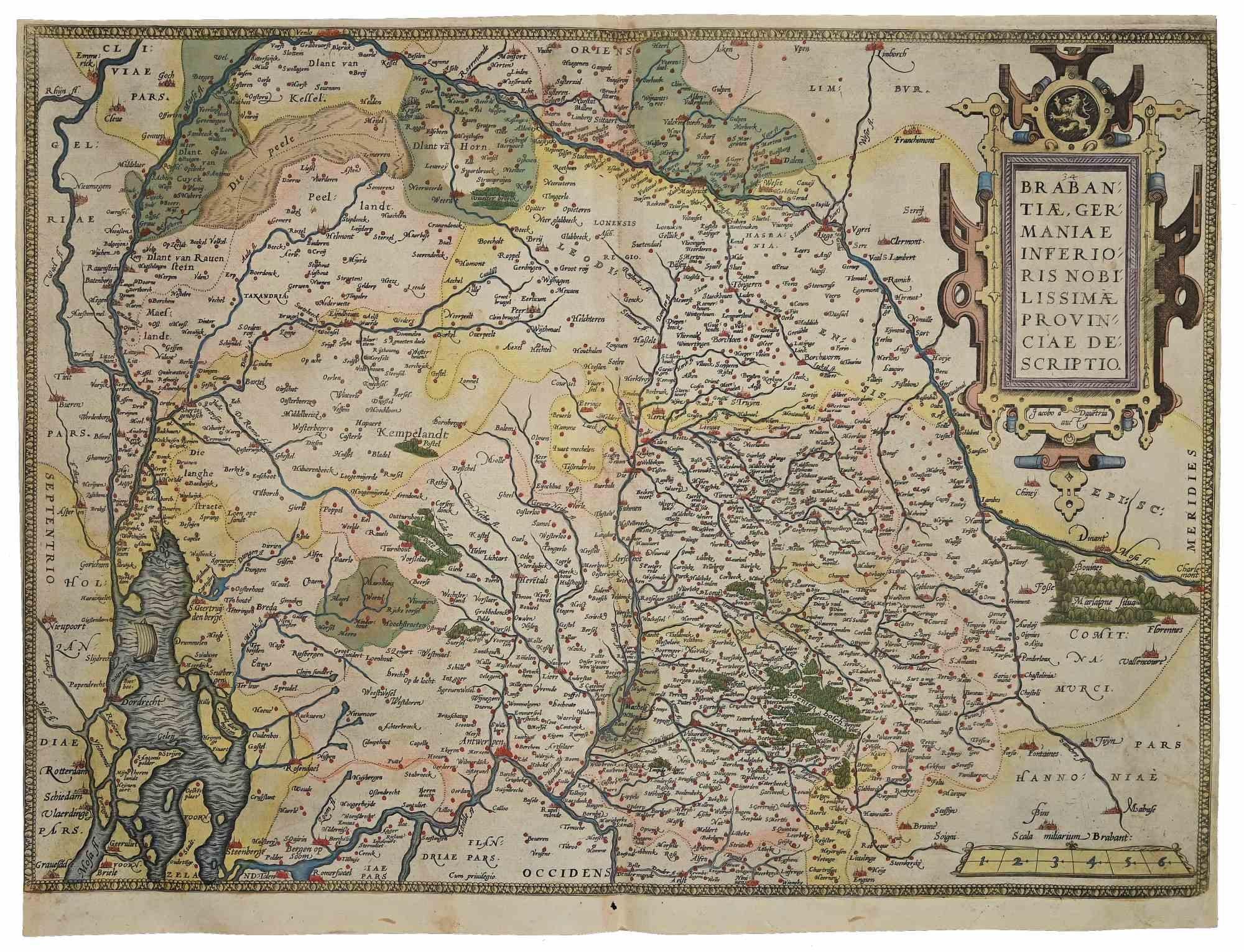 Map of Brabant - Original Etching by Abraham Ortelius - 1584