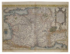 Map of France - Original Etching by Abraham Ortelius - 1584