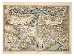 Map of the Lake of Como - Original Etching by Abraham Ortelius - 1584
