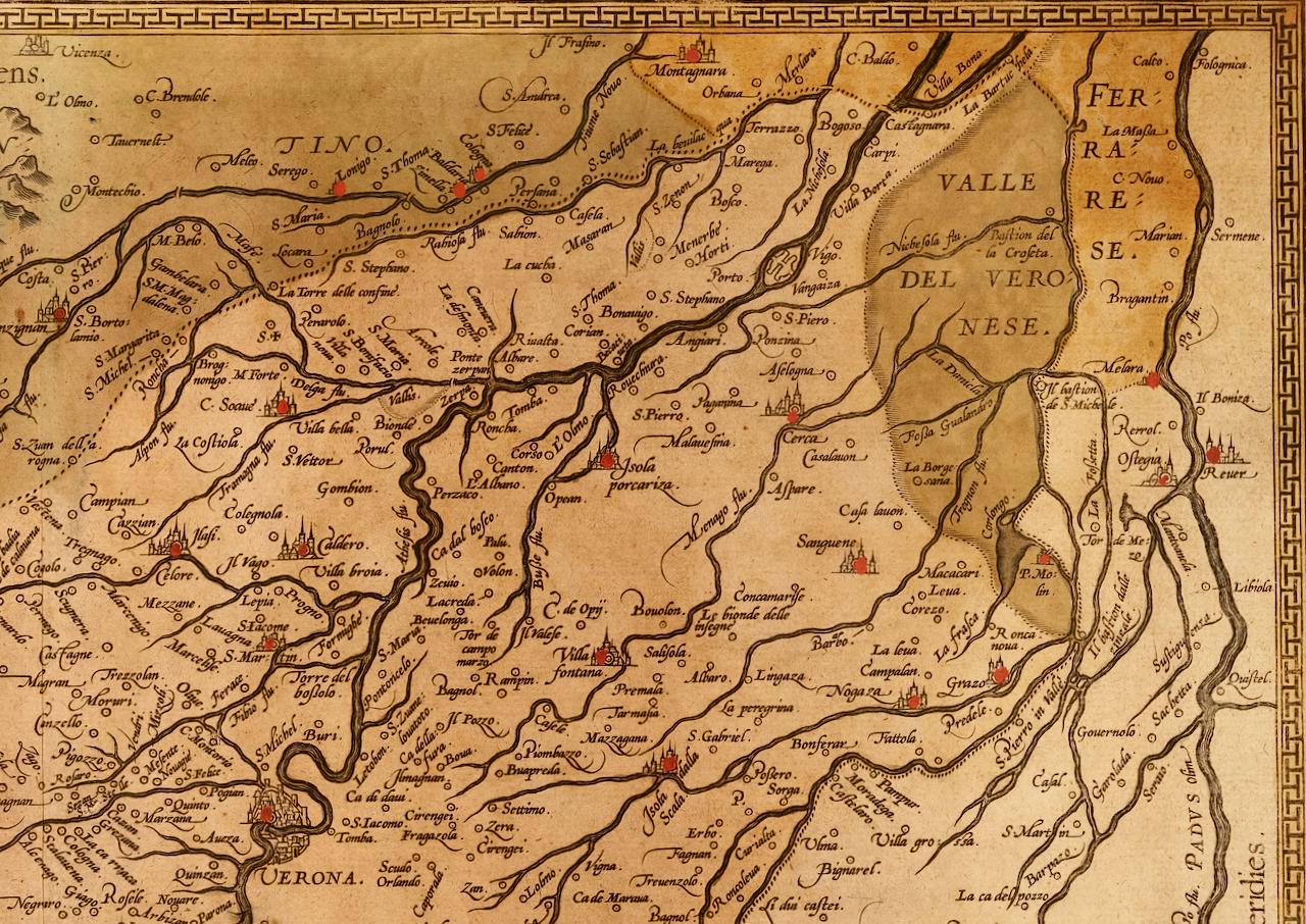 Norditalien: Eine handkolorierte Karte des 16. Jahrhunderts von Abraham Ortelius im Angebot 2