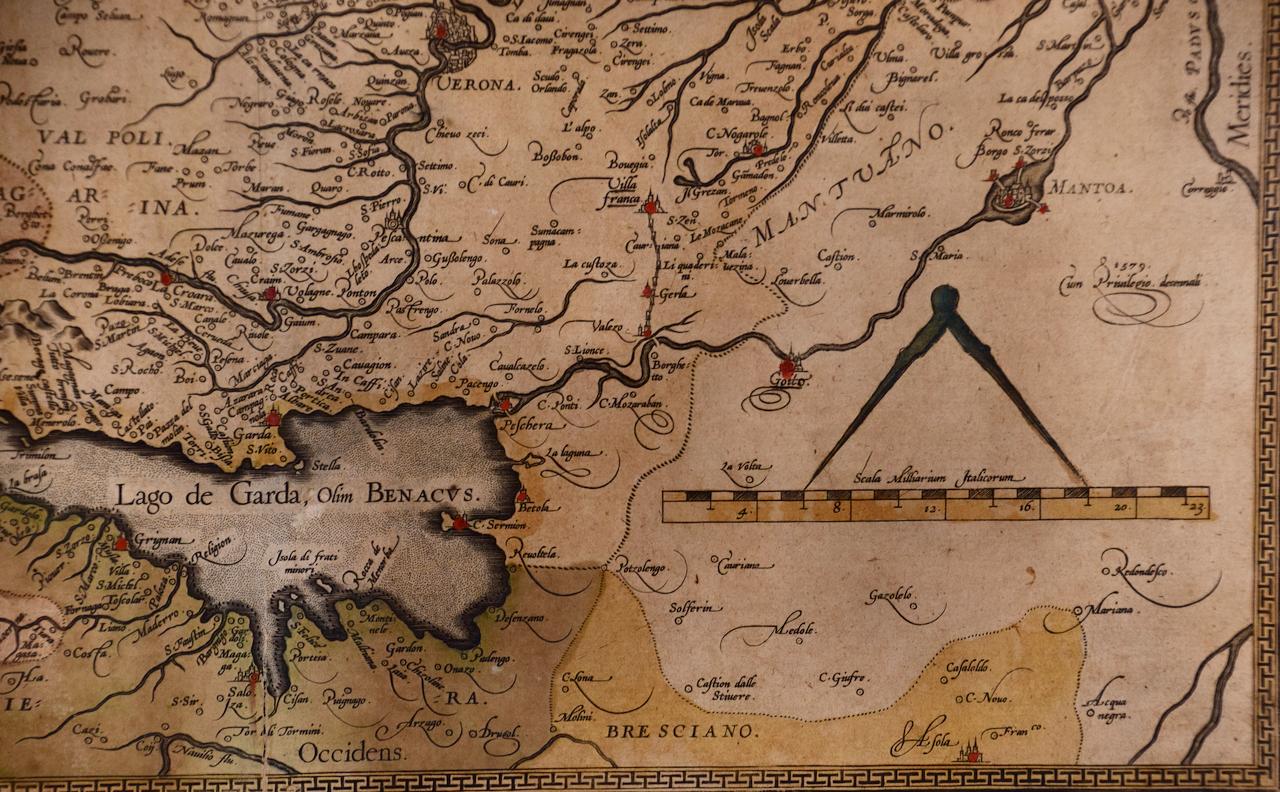 Italia settentrionale: Una mappa colorata a mano del XVI secolo di Abraham Ortelius in vendita 5