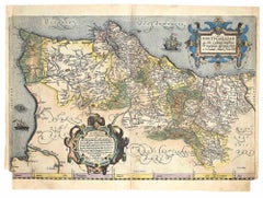 Portugallia Map - Original Etching by Abraham Ortelius - 1584