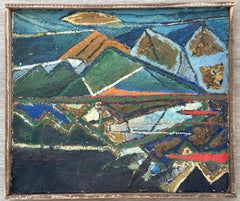 Retro Lake Landscape (Cubist painting) 