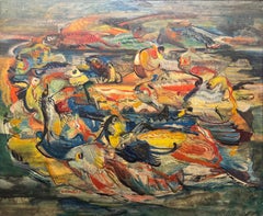 "Piscatory" Abraham P. Hankins, Modernist Composition of Fish, Abstracted Nature