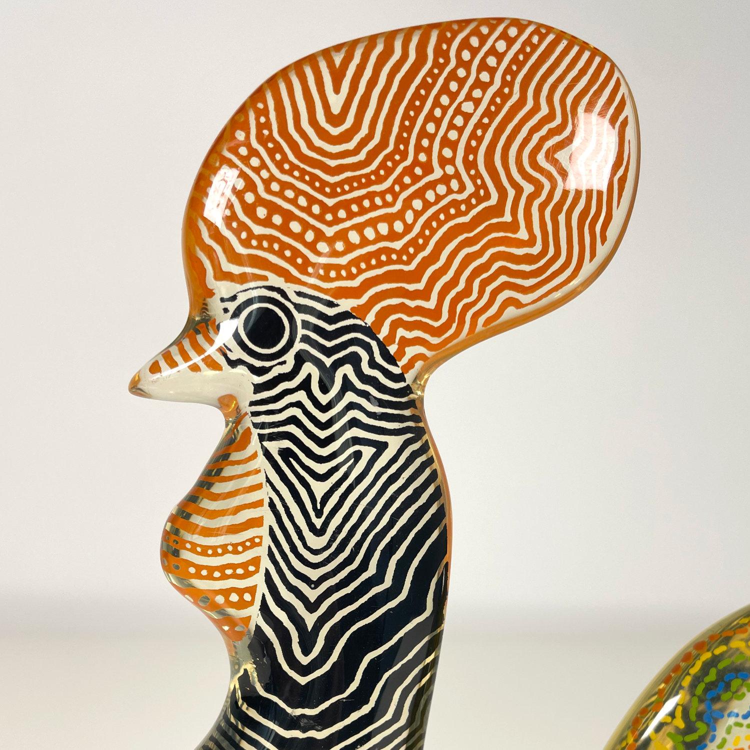 Mid-Century Modern Abraham Palatnik Acrylic Rooster Figurine For Sale