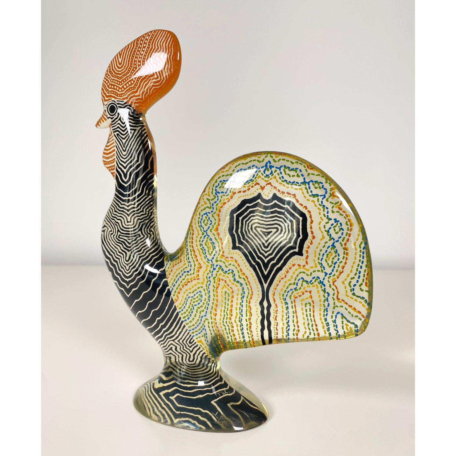 Abraham Palatnik Acrylic Rooster Figurine For Sale 1