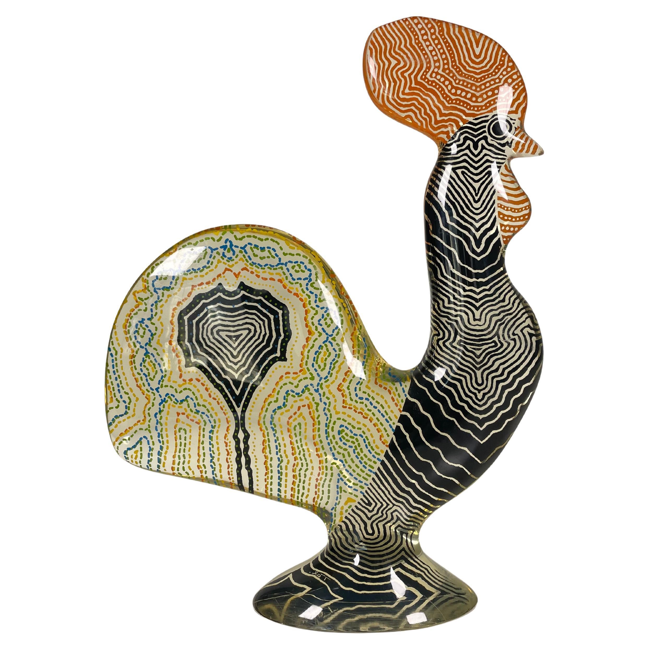 Figurine de coq en acrylique Abraham Palatnik
