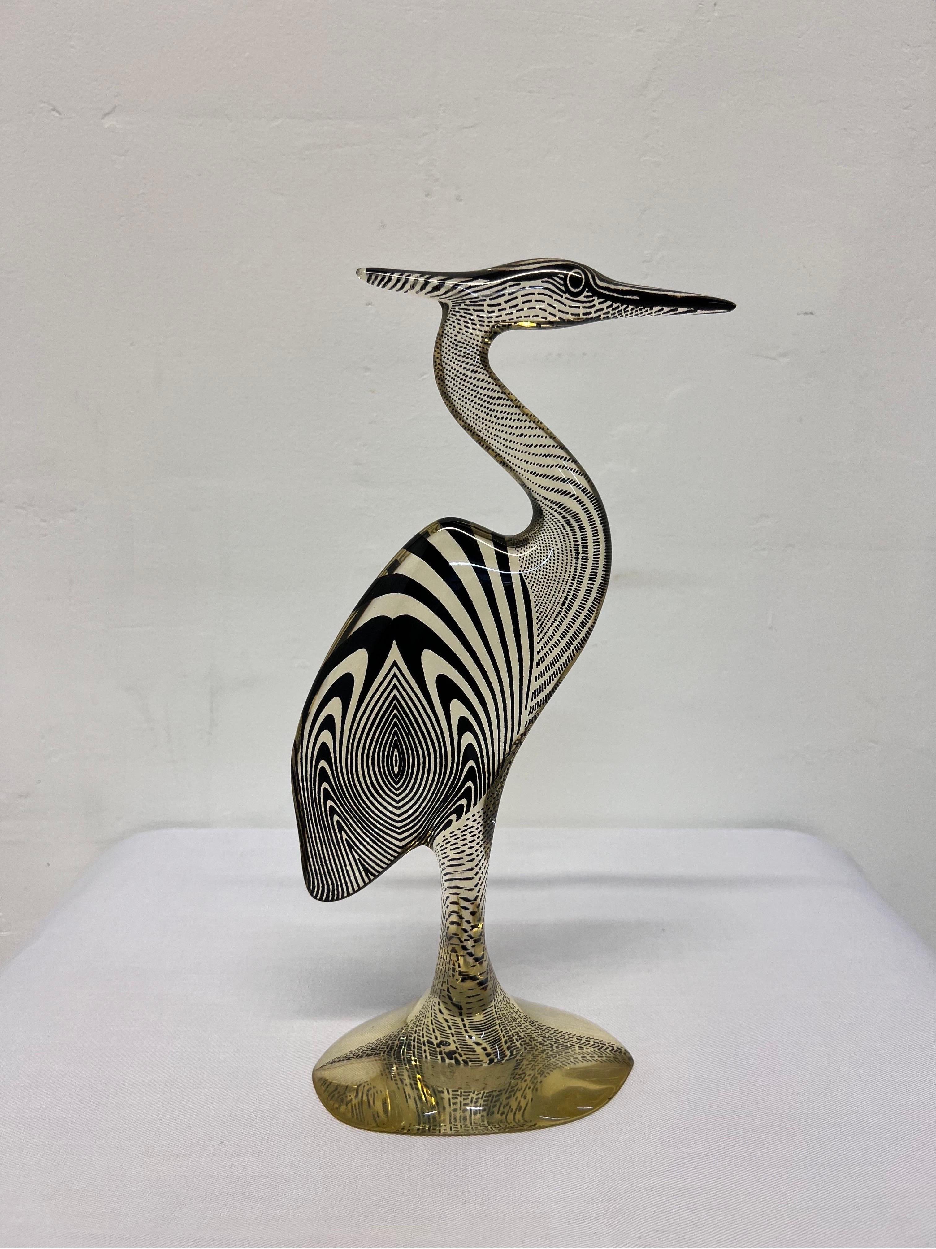 Kinetic resin Heron sculpture by Abraham Palatnik, Brazil 1960s.