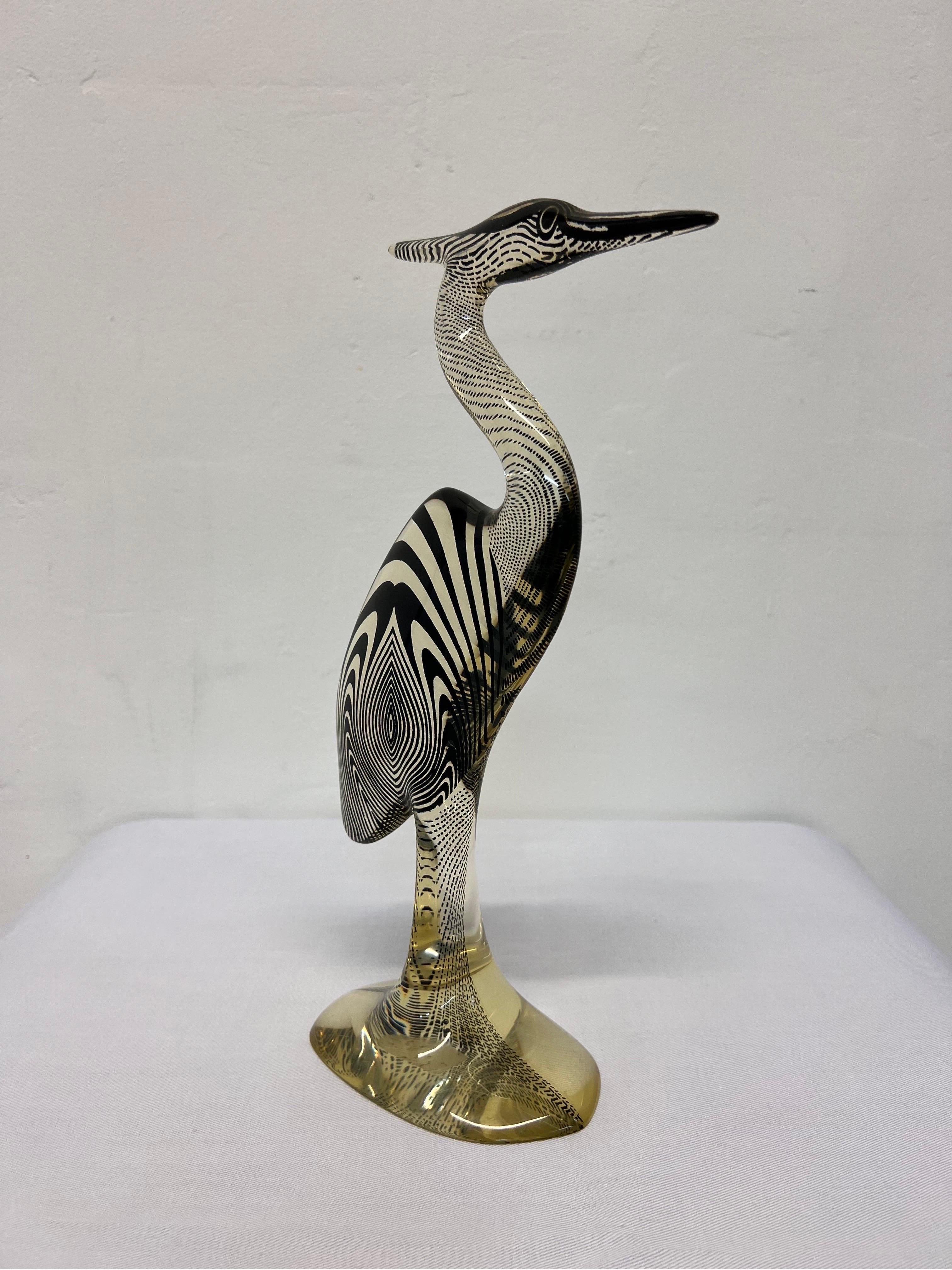 Mid-Century Modern Abraham Palatnik Kinetic Resin Heron Sculpture, Brazil, 1960s