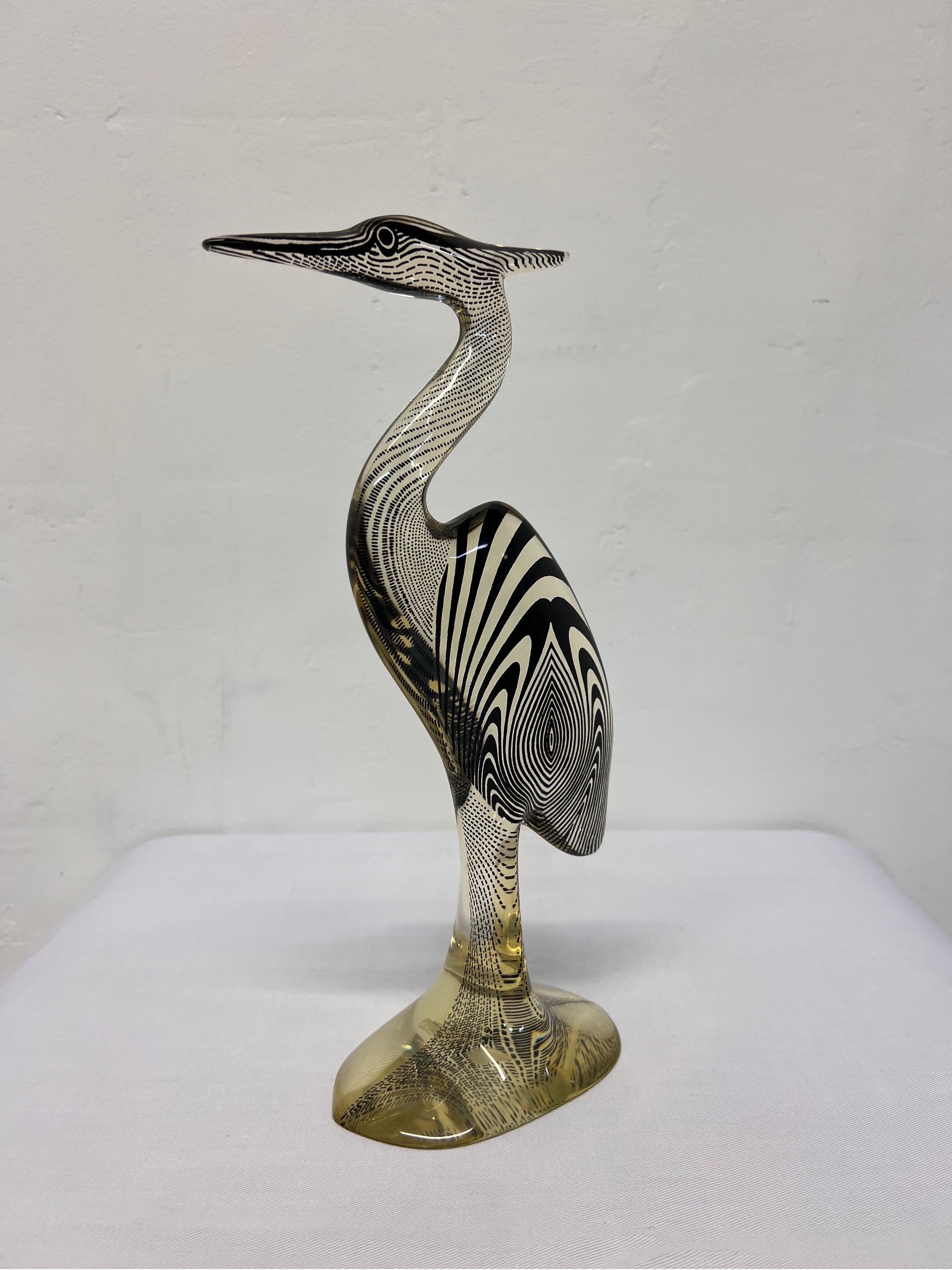 Abraham Palatnik Kinetic Resin Heron Sculpture, Brazil, 1960s In Good Condition In Miami, FL