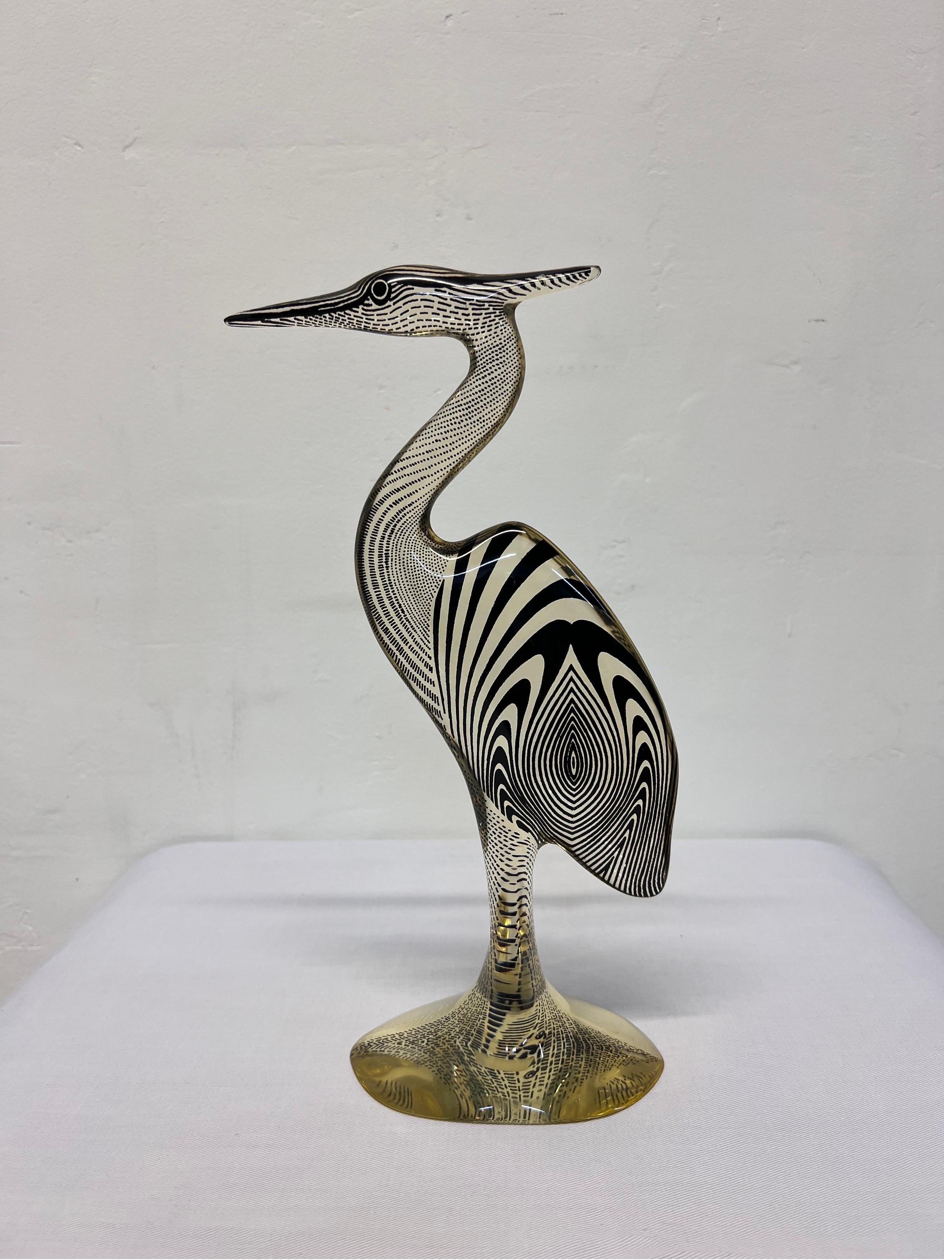 20th Century Abraham Palatnik Kinetic Resin Heron Sculpture, Brazil, 1960s