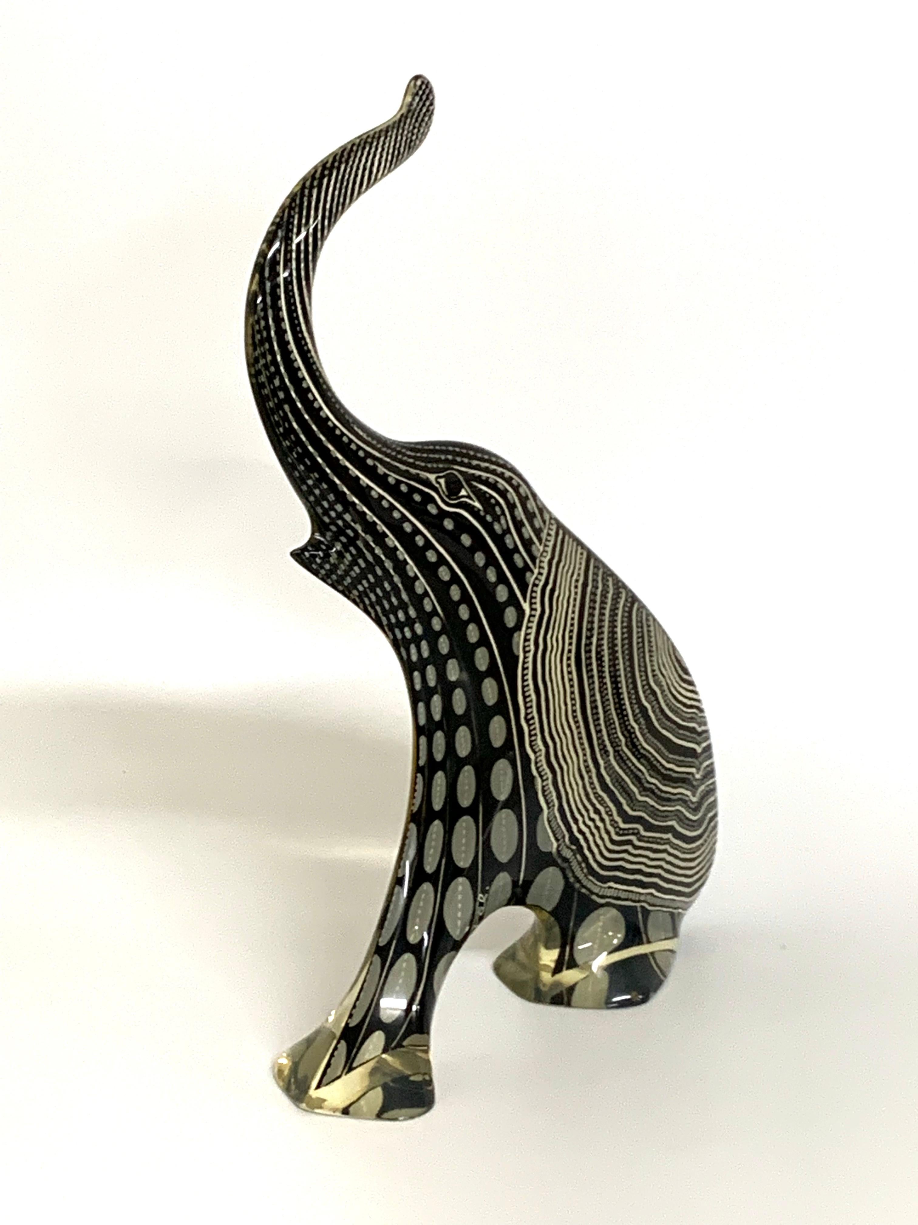 Hand-Crafted Abraham Palatnik Lucite Black Elephant, Brazil, c1970 For Sale
