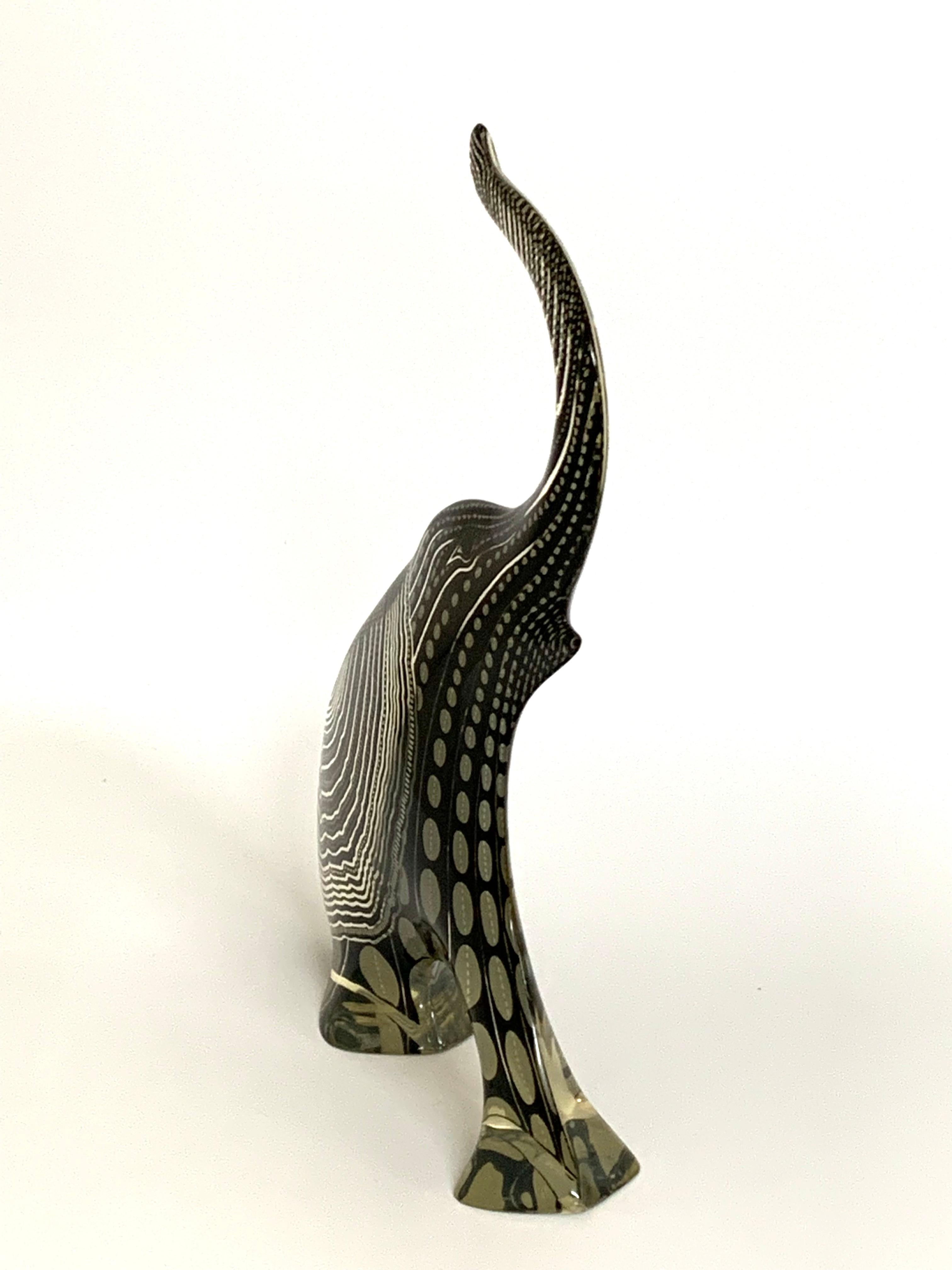 Hand-Crafted Abraham Palatnik Lucite Black Elephant, Brazil, c1970 For Sale