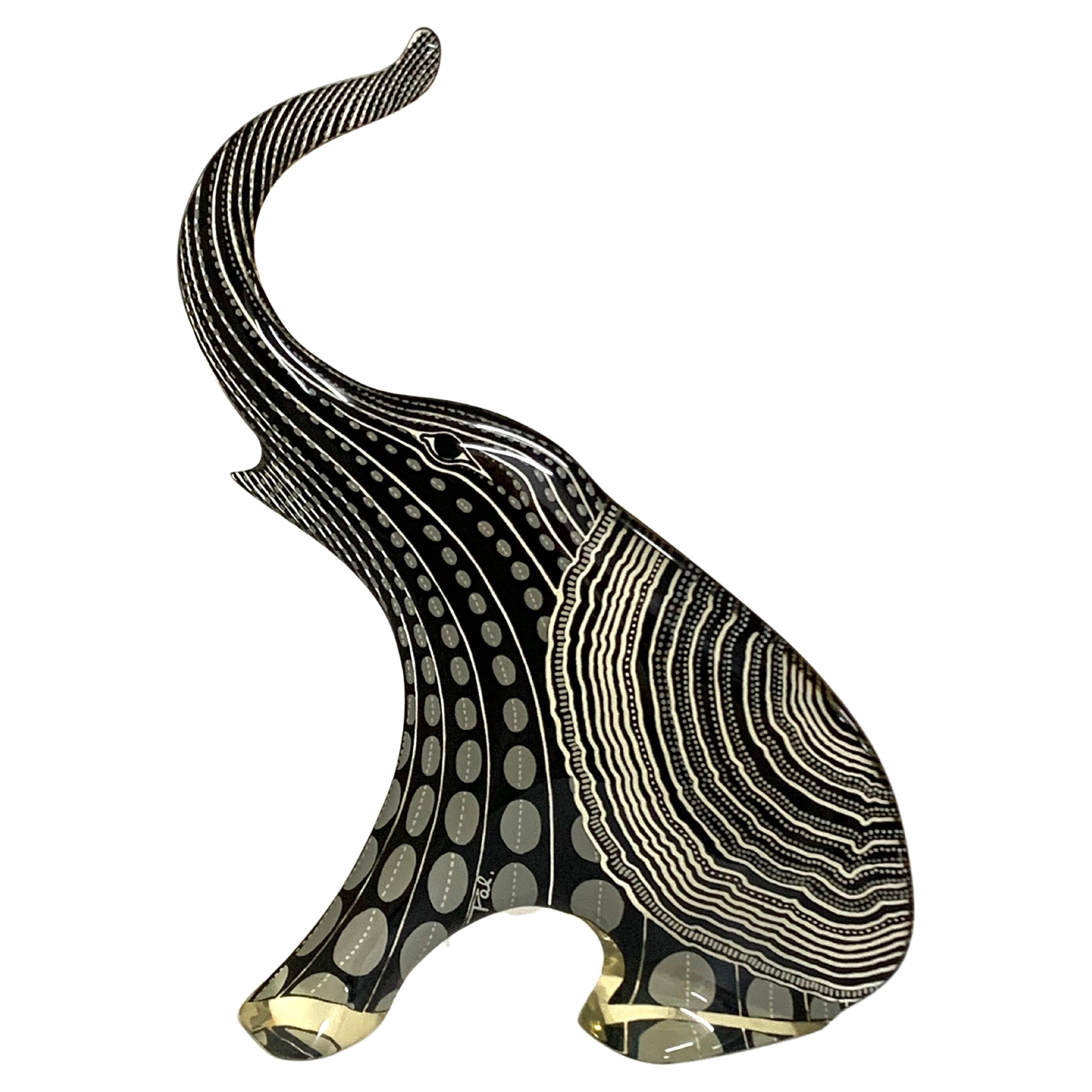 Abraham Palatnik Lucite Black Elephant, Brazil, c1970 For Sale