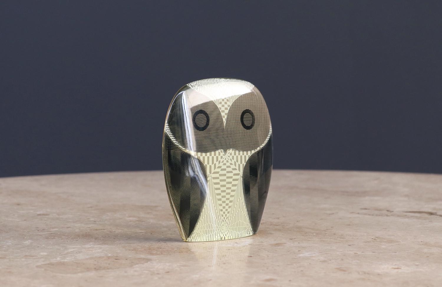 Brazilian Abraham Palatnik Lucite Optic Art Owl Sculpture For Sale