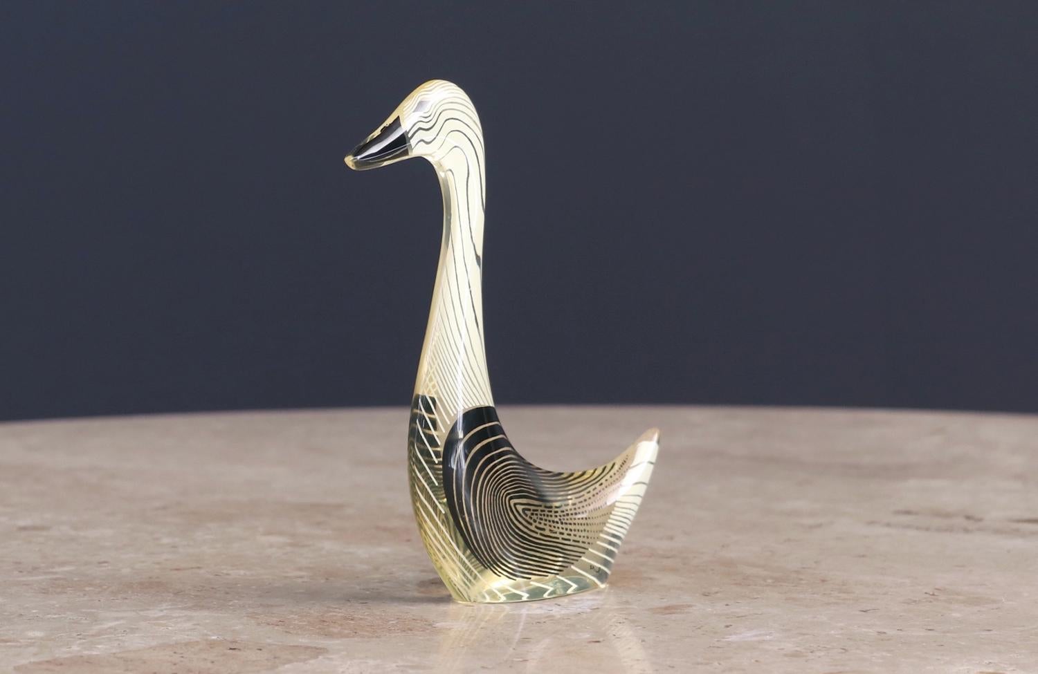 Mid-Century moderno Scultura in lucite Abraham Palatnik Optic Art Swan in vendita