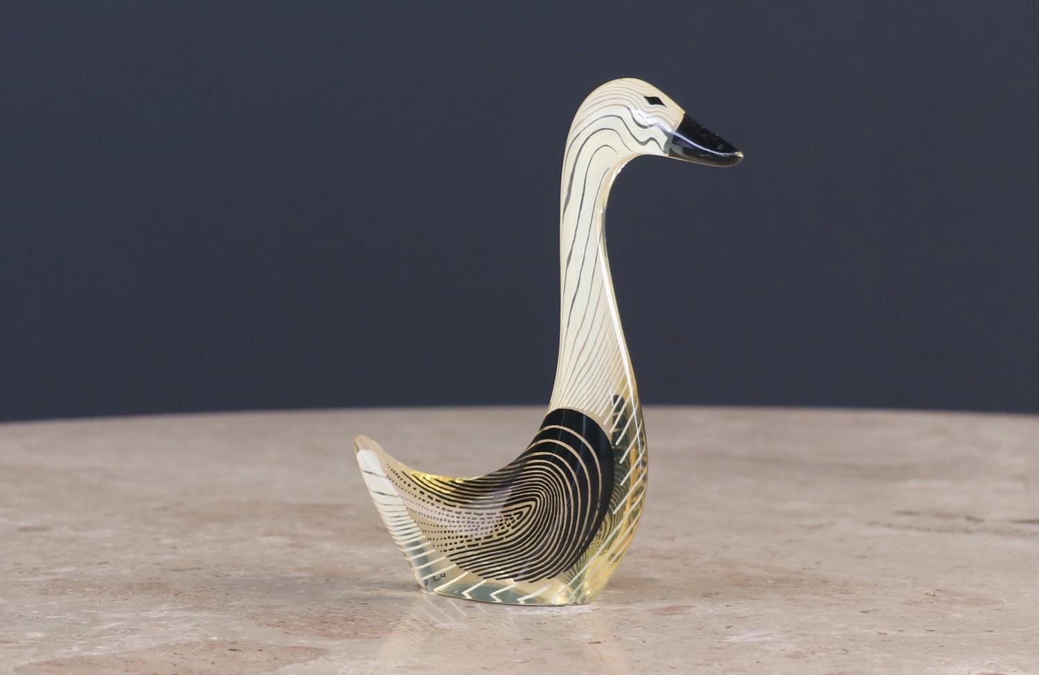 Brazilian Abraham Palatnik Lucite Optic Art Swan Sculpture For Sale