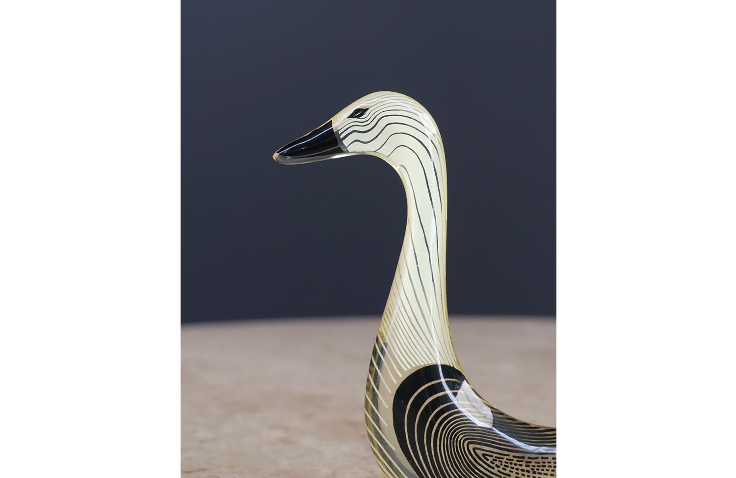 Late 20th Century Abraham Palatnik Lucite Optic Art Swan Sculpture For Sale