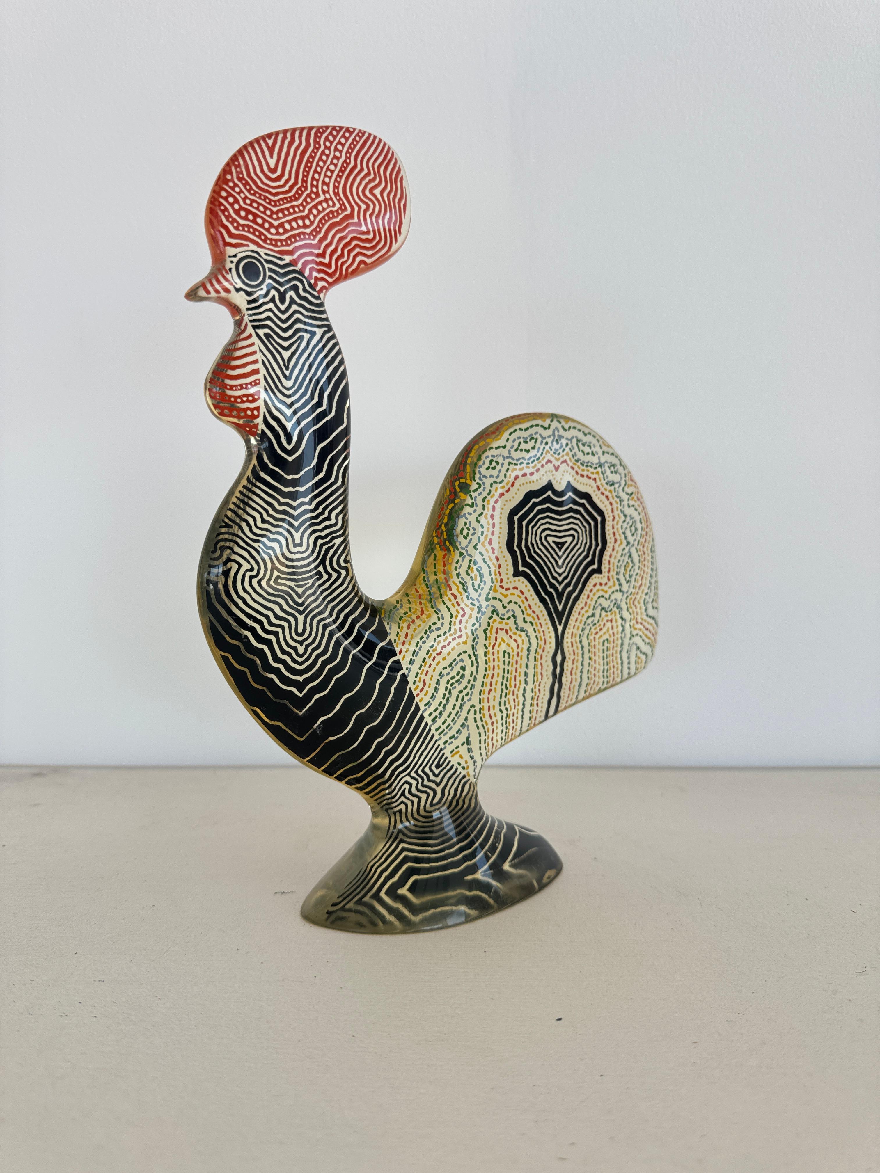 Dieser skulpturale Hahn aus Acryl von Abraham Palatnik (1928-2020) ist ein beeindruckendes Beispiel für die Kunst der brasilianischen Moderne. Er stammt aus den 1970er Jahren und zeigt die charakteristische Technik des Künstlers, der lebendige,