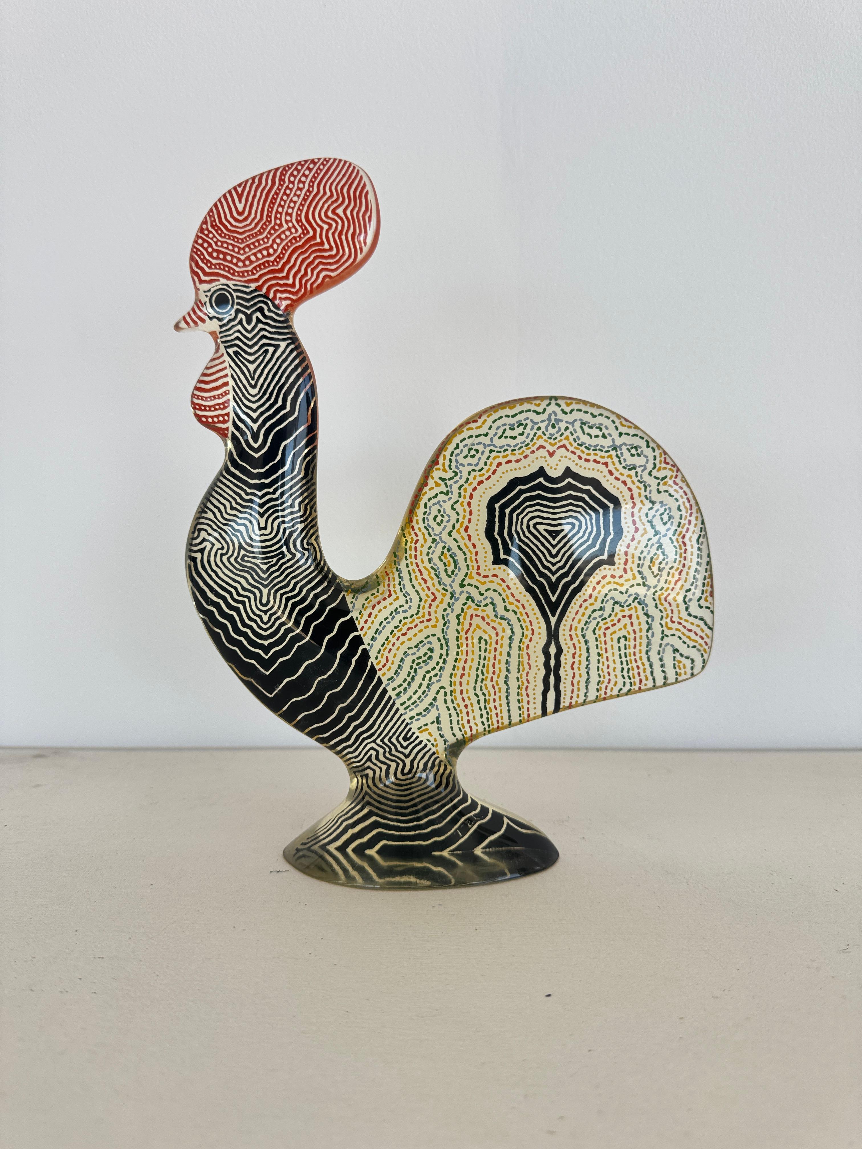 Abraham Palatnik Modernist Rooster Skulptur aus mehrfarbigem Acrylharz, Brasilien (Moderne der Mitte des Jahrhunderts) im Angebot