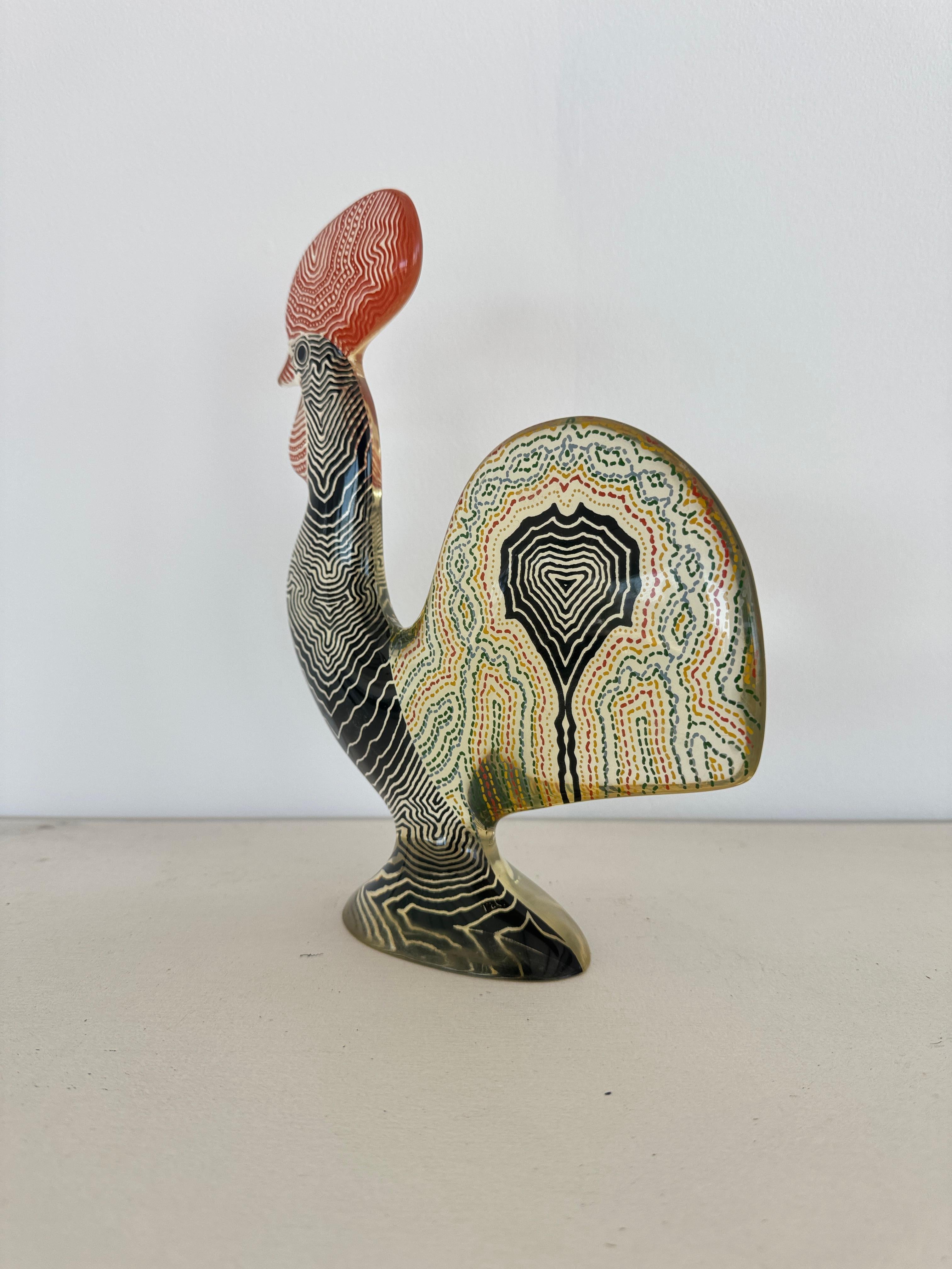 Abraham Palatnik Modernist Rooster Skulptur aus mehrfarbigem Acrylharz, Brasilien (Brasilianisch) im Angebot