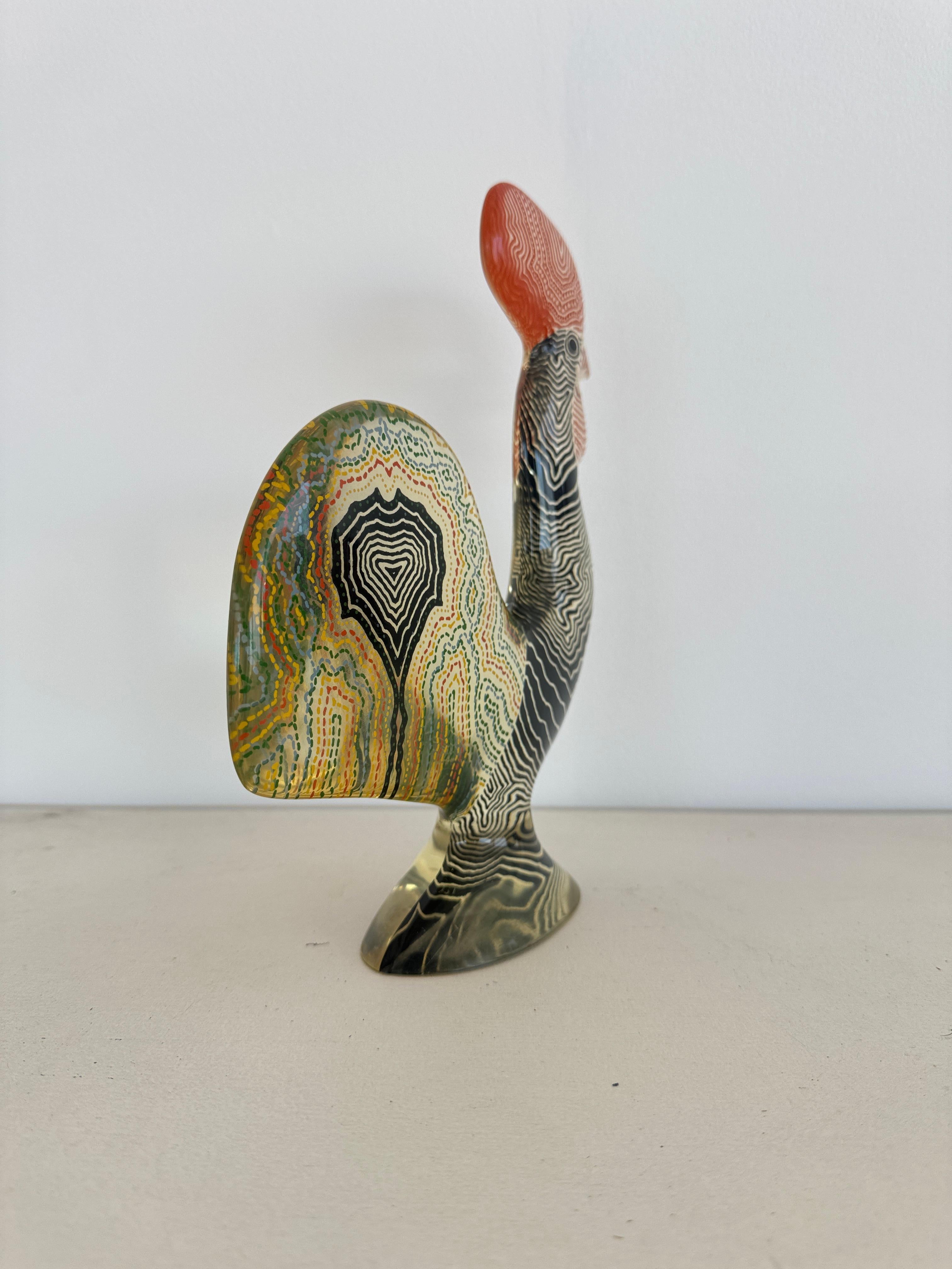 Abraham Palatnik Modernist Rooster Skulptur aus mehrfarbigem Acrylharz, Brasilien (Ende des 20. Jahrhunderts) im Angebot