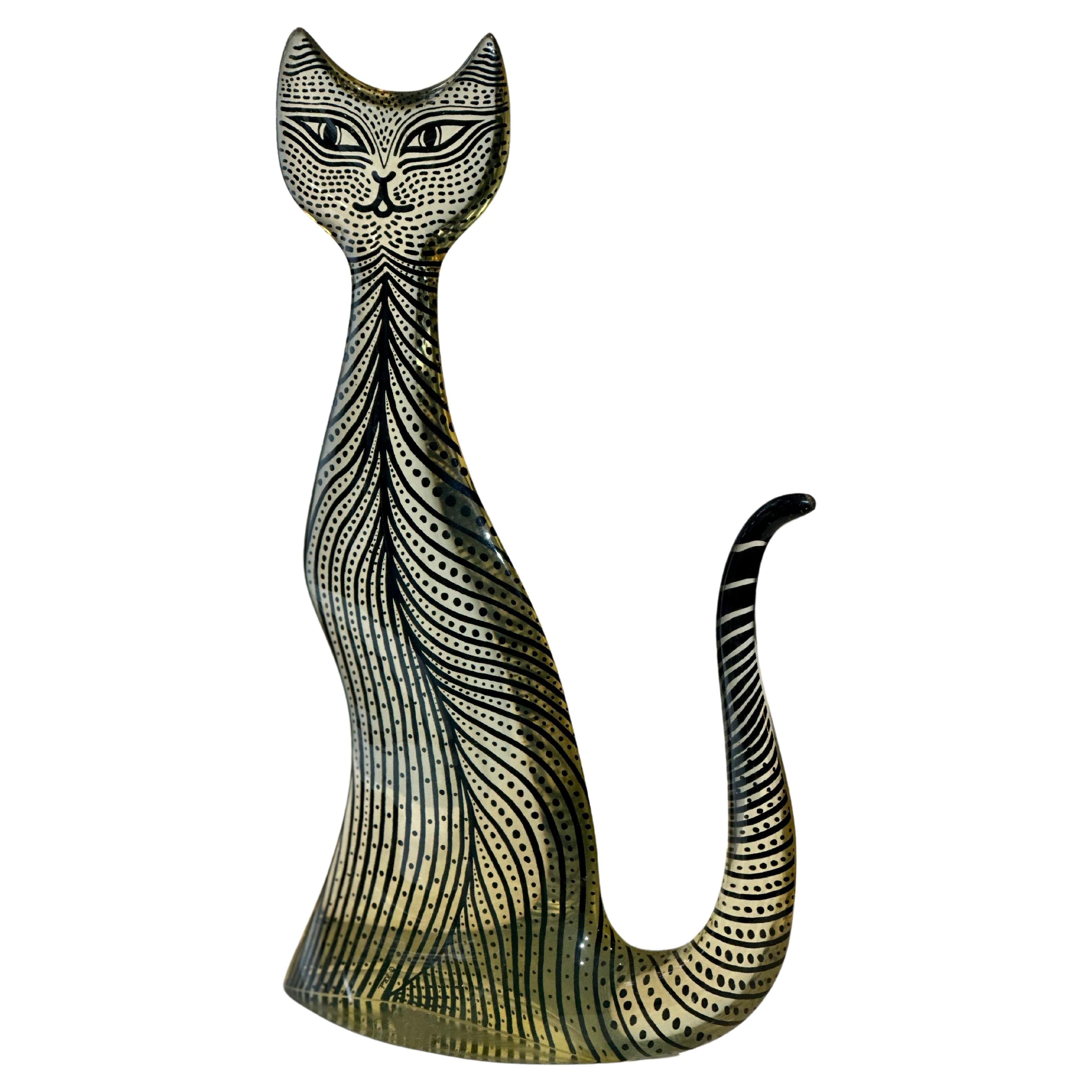 Abraham Palatnik. Op Art Cat Sculpture in Polyester Resin 1970's For Sale