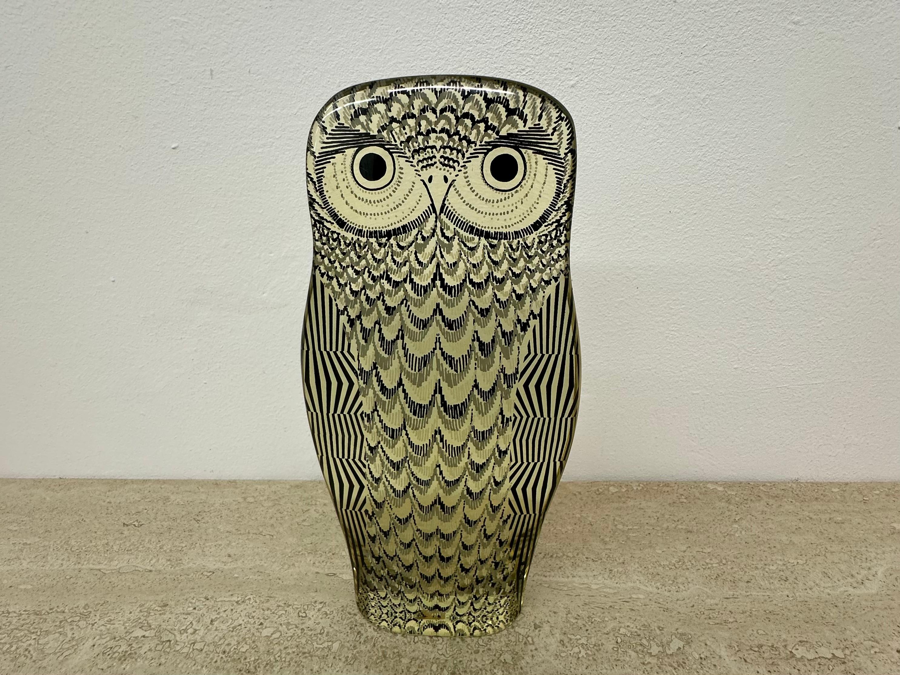 Abraham Palatnik Op Art lucite owl , Brazil 1970s

Dimensions: 22cm Height, 11cm Width , 4 cm Depth
Condition: Good has some scratches see photo
Period: 1970’s
Origin: Brazil
Material: Lucite