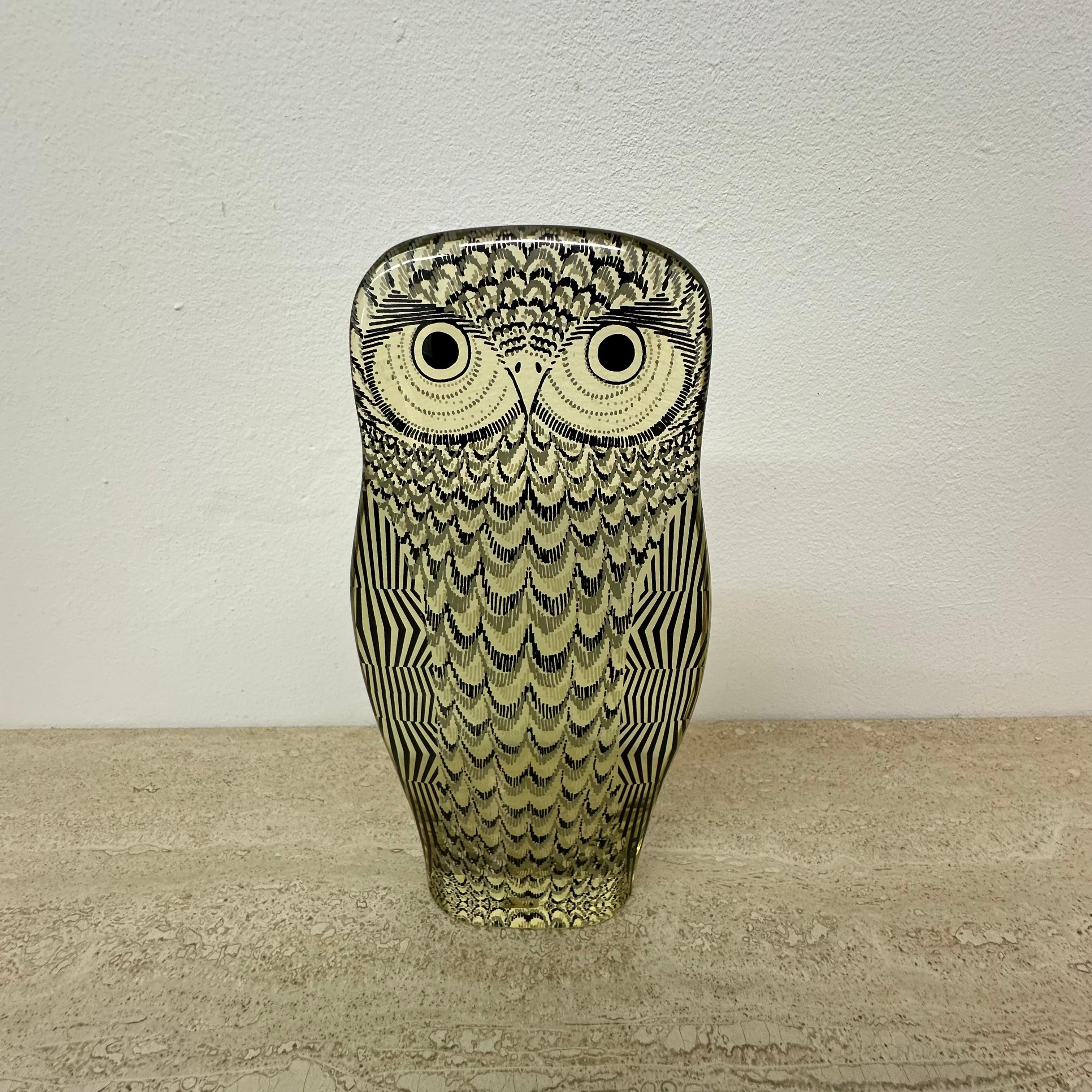 Mid-Century Modern Abraham Palatnik Op Art lucite owl , Brazil 1970s
