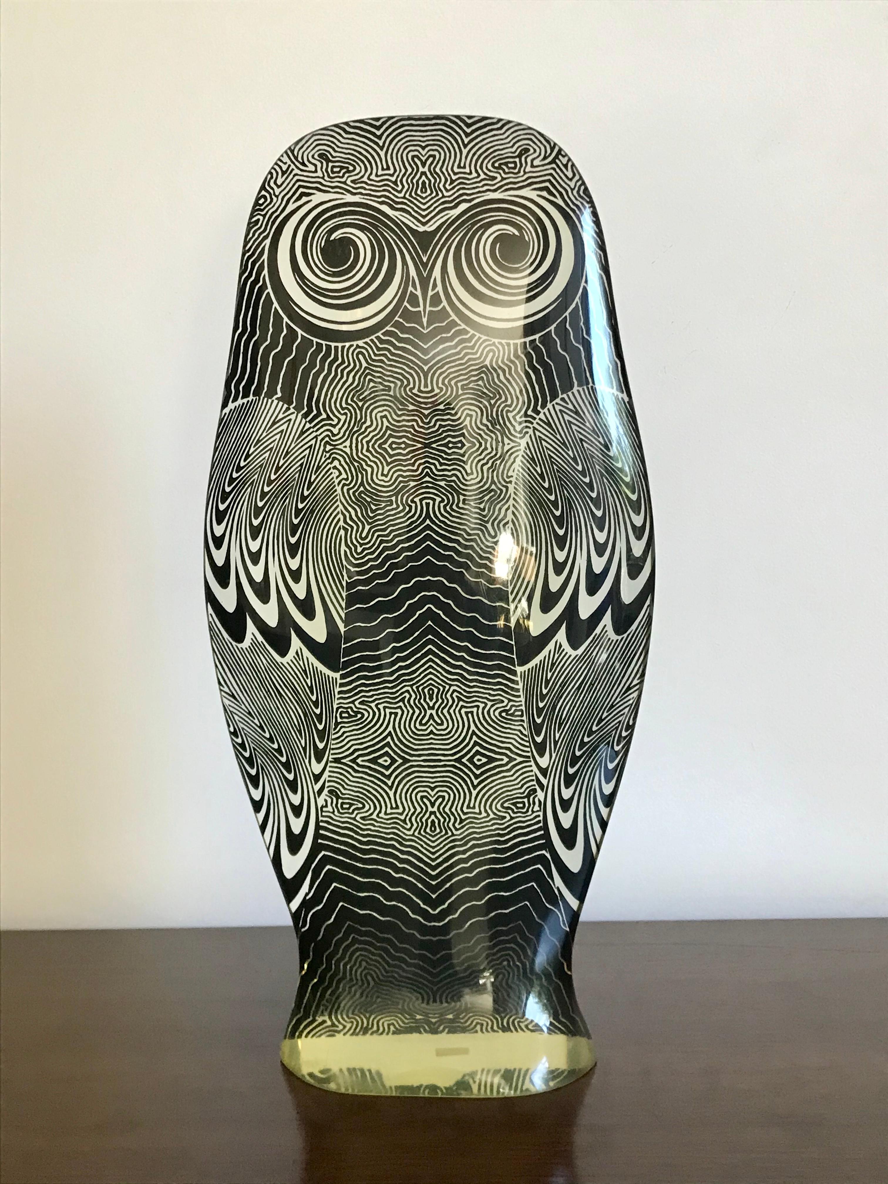 Abraham Palatnik Tall Op Art Acrylic Owl Sculpture 3