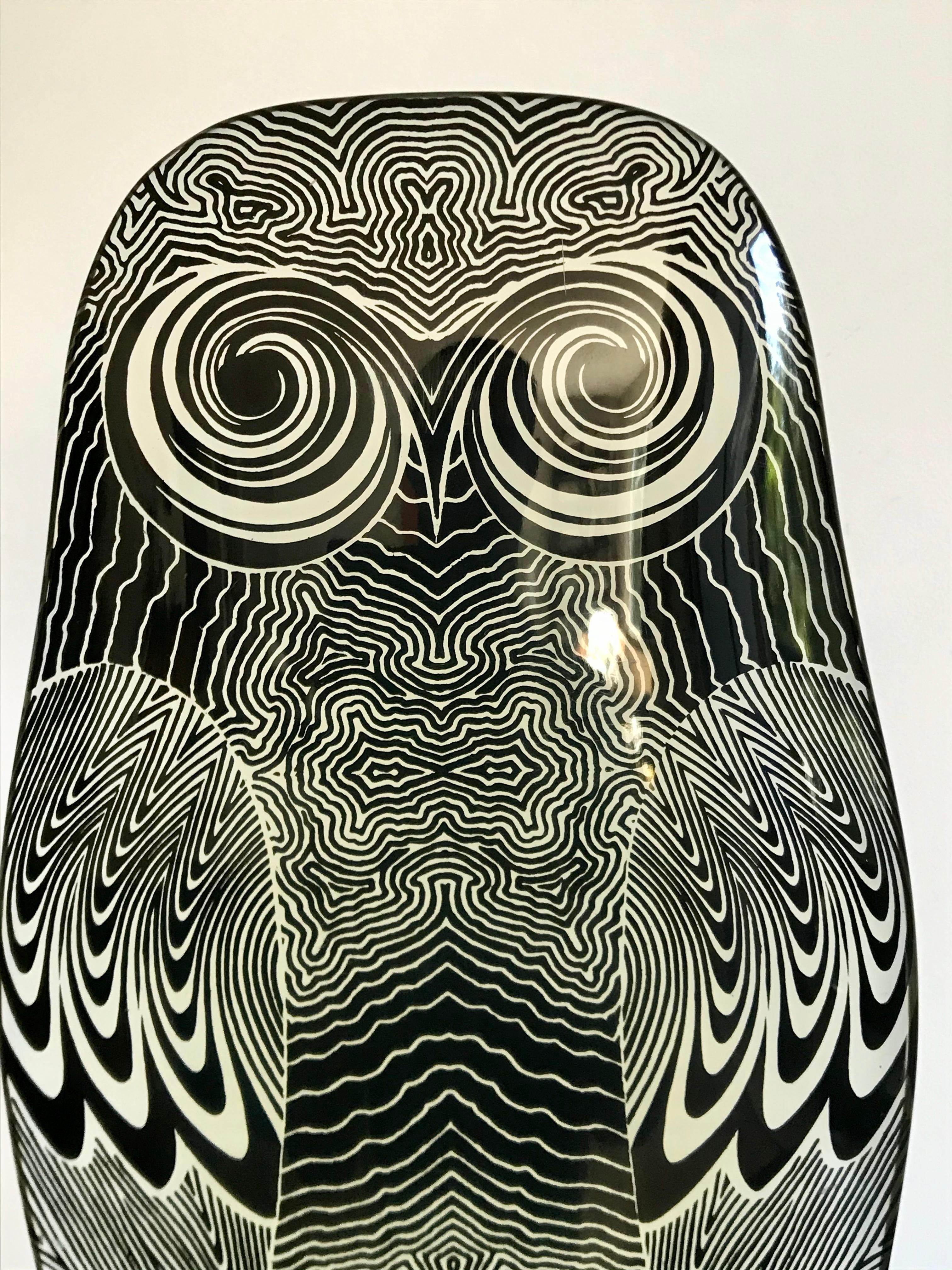Cast Abraham Palatnik Tall Op Art Acrylic Owl Sculpture
