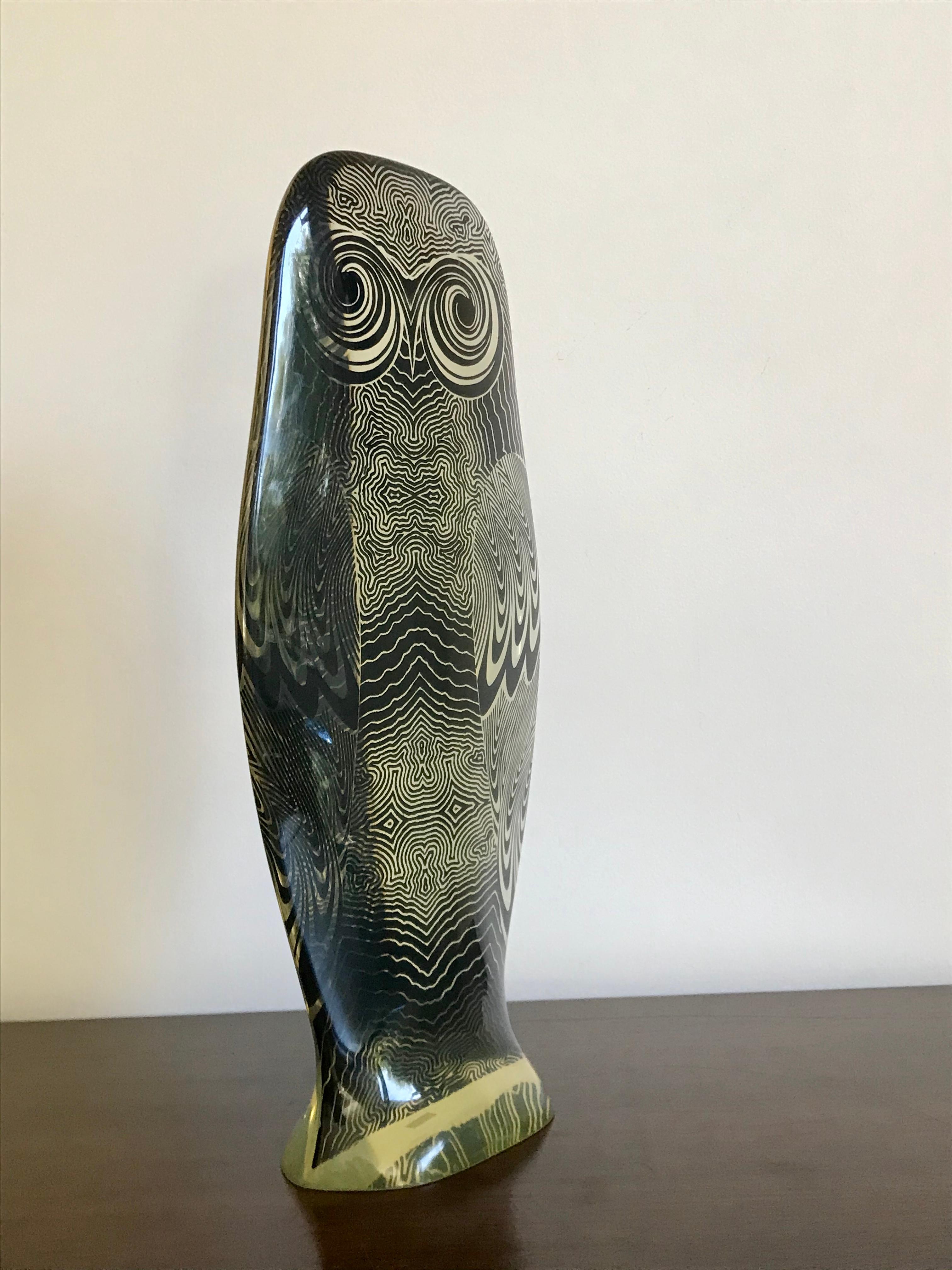 20th Century Abraham Palatnik Tall Op Art Acrylic Owl Sculpture