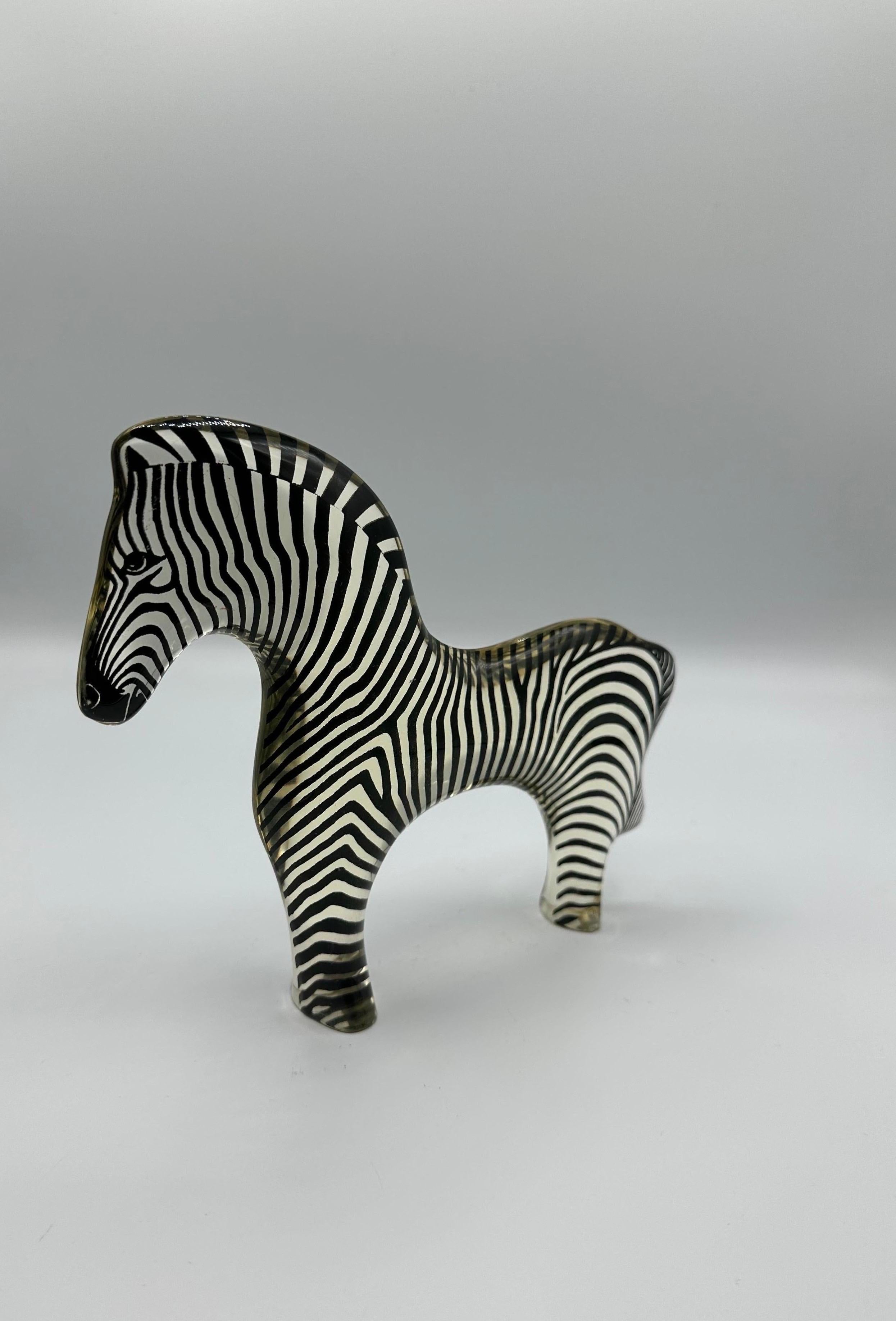 Mid-Century Modern Abraham Palatnik Zebra Lucite Acrylic Sculpture Figurine For Sale