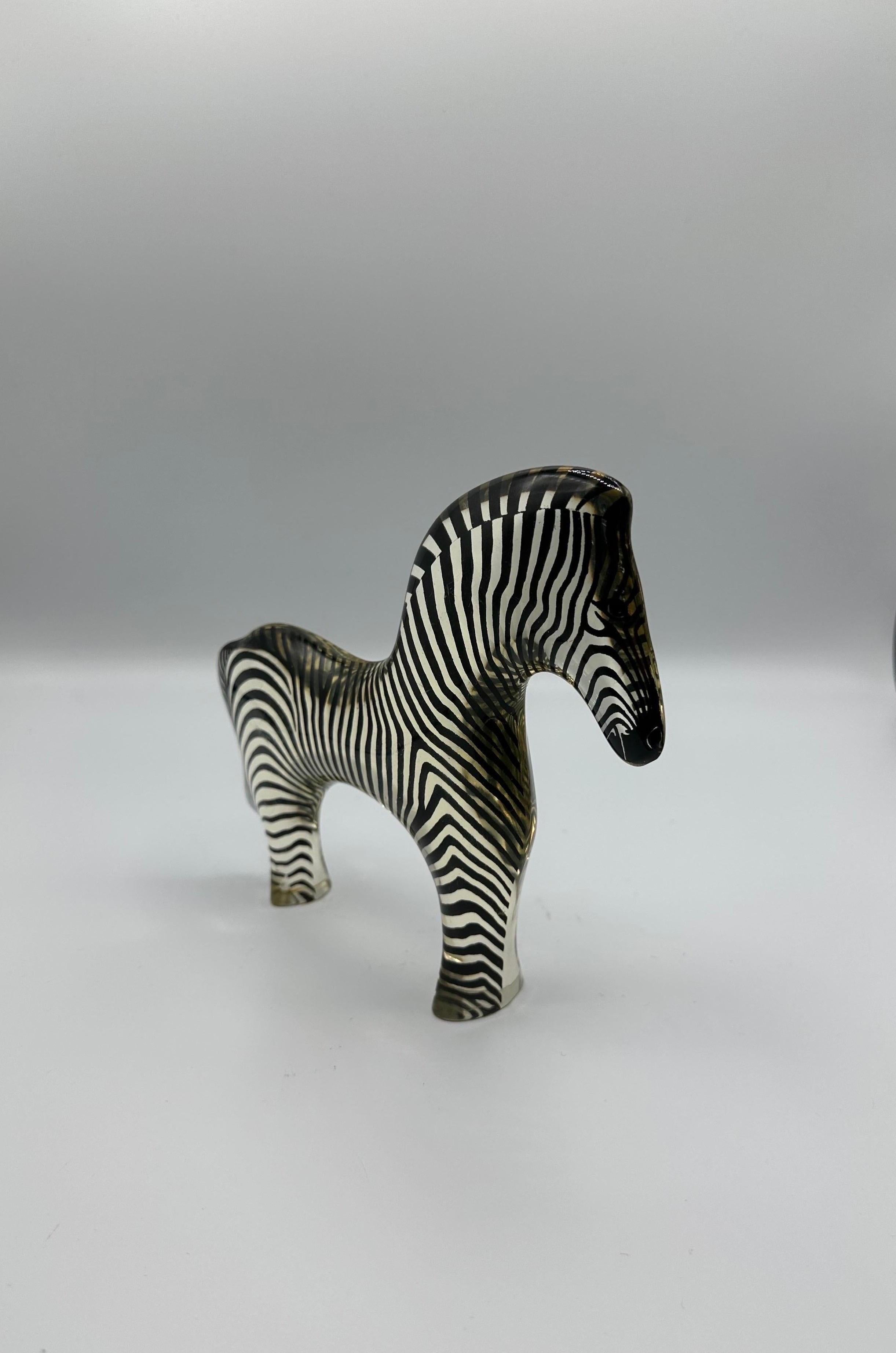 Brazilian Abraham Palatnik Zebra Lucite Acrylic Sculpture Figurine For Sale