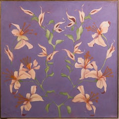 Raro Cuadro al Óleo Importante Flor Abstracta Modernista Israelí de Nueva York
