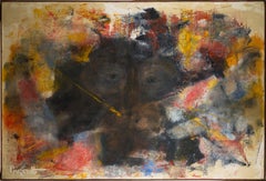 Vintage  Portrait abstrait important, peinture originale signée Abraham Pariente