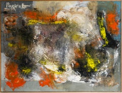 Vintage Incredible Large Abstract Portrait Signed Modernist Oil Painting