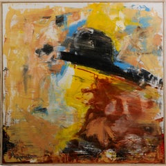 Vintage Incredibile ritratto astratto di grandi dimensioni firmato Pittura ad olio modernista