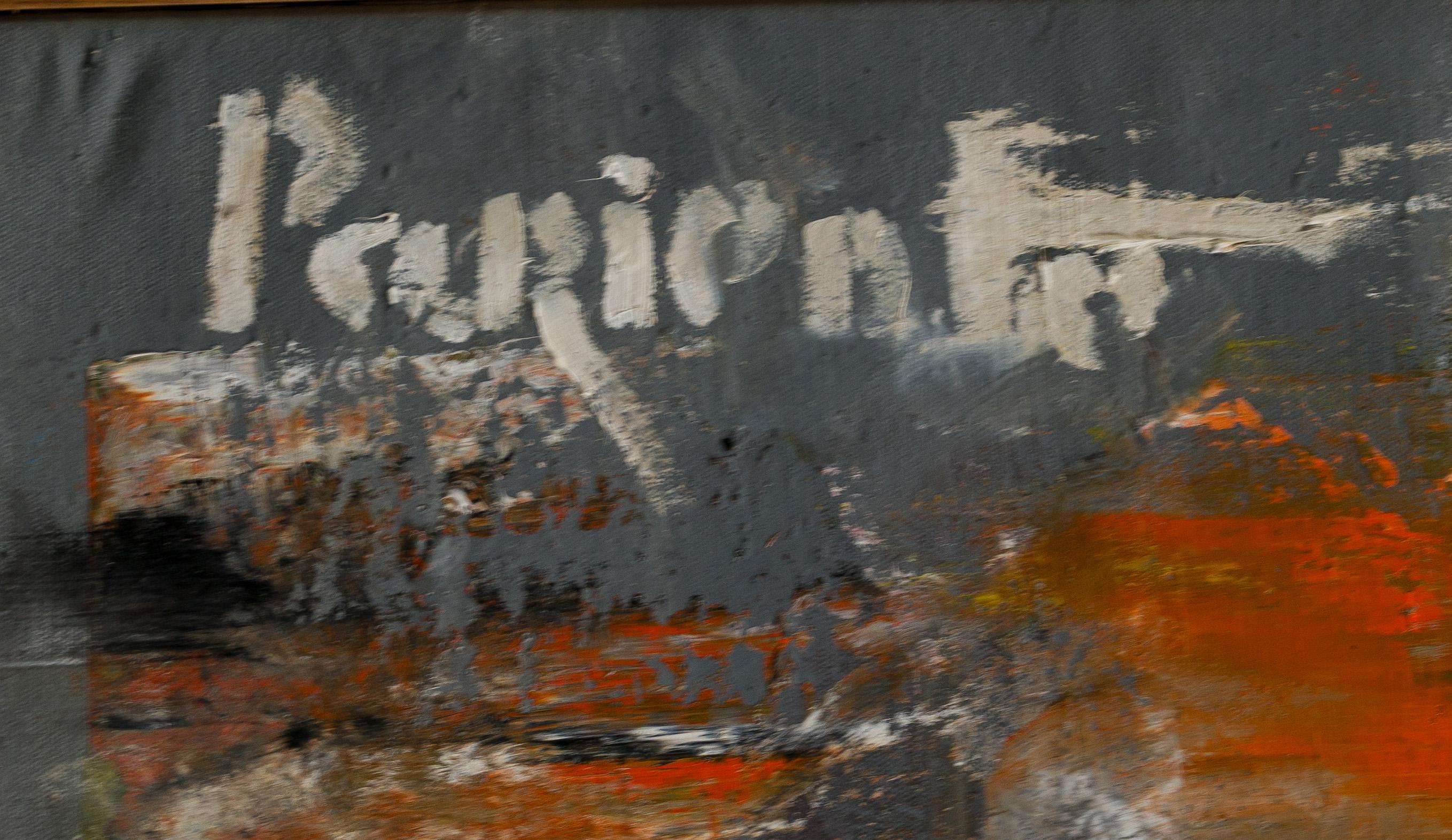 Vintage Incredibile ritratto astratto di grandi dimensioni firmato Pittura ad olio modernista in vendita 2