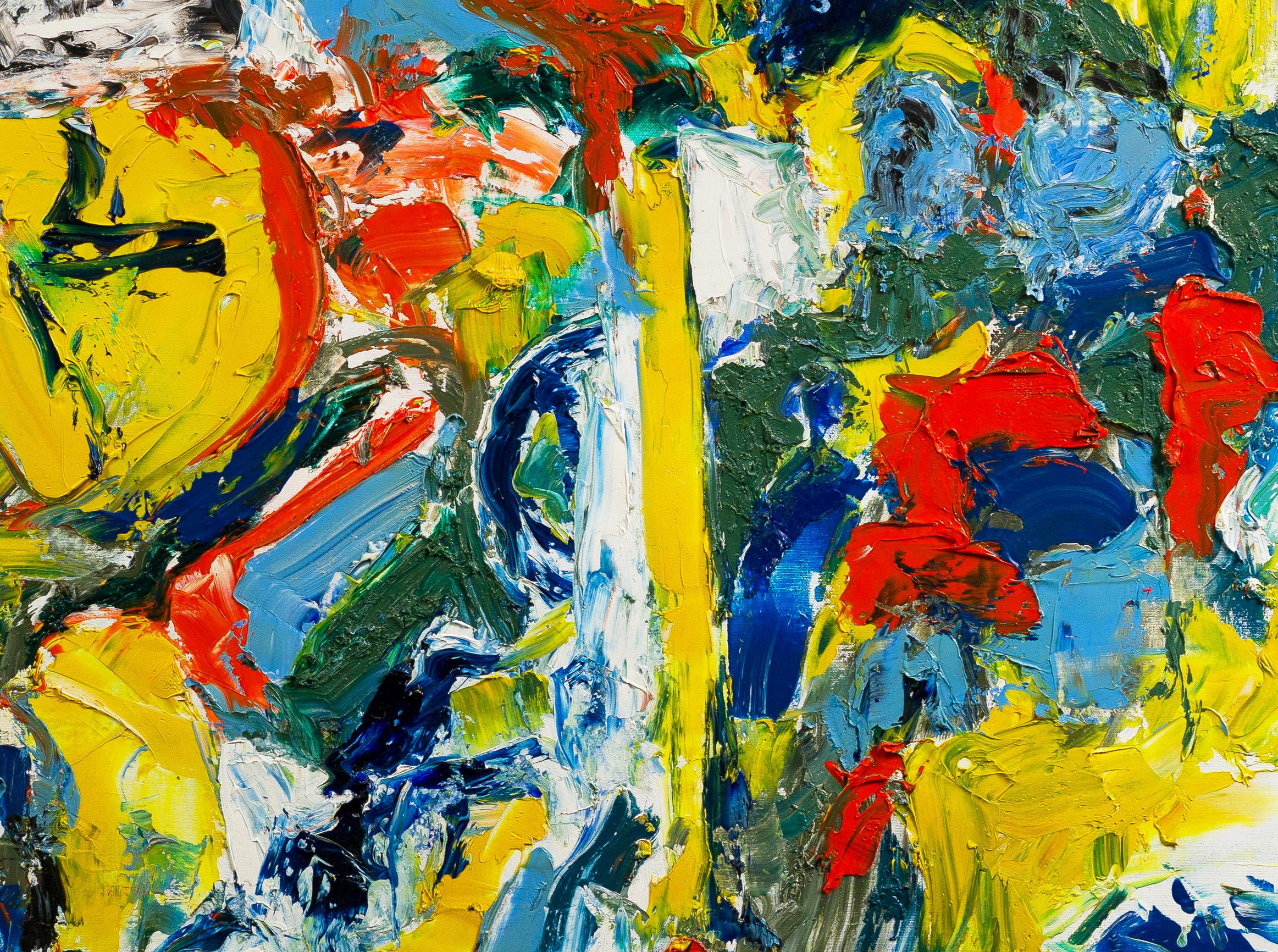 Vintage Incredibile Ritratto astratto di grandi dimensioni Impasto spesso firmato Pittura ad olio - Abstract Painting Marrone di Abraham Pariente